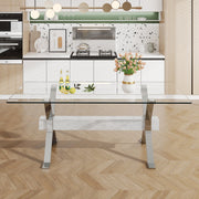 Modern Tempered Glass Dining Table 79 ''x39'' x 30 '' 1105