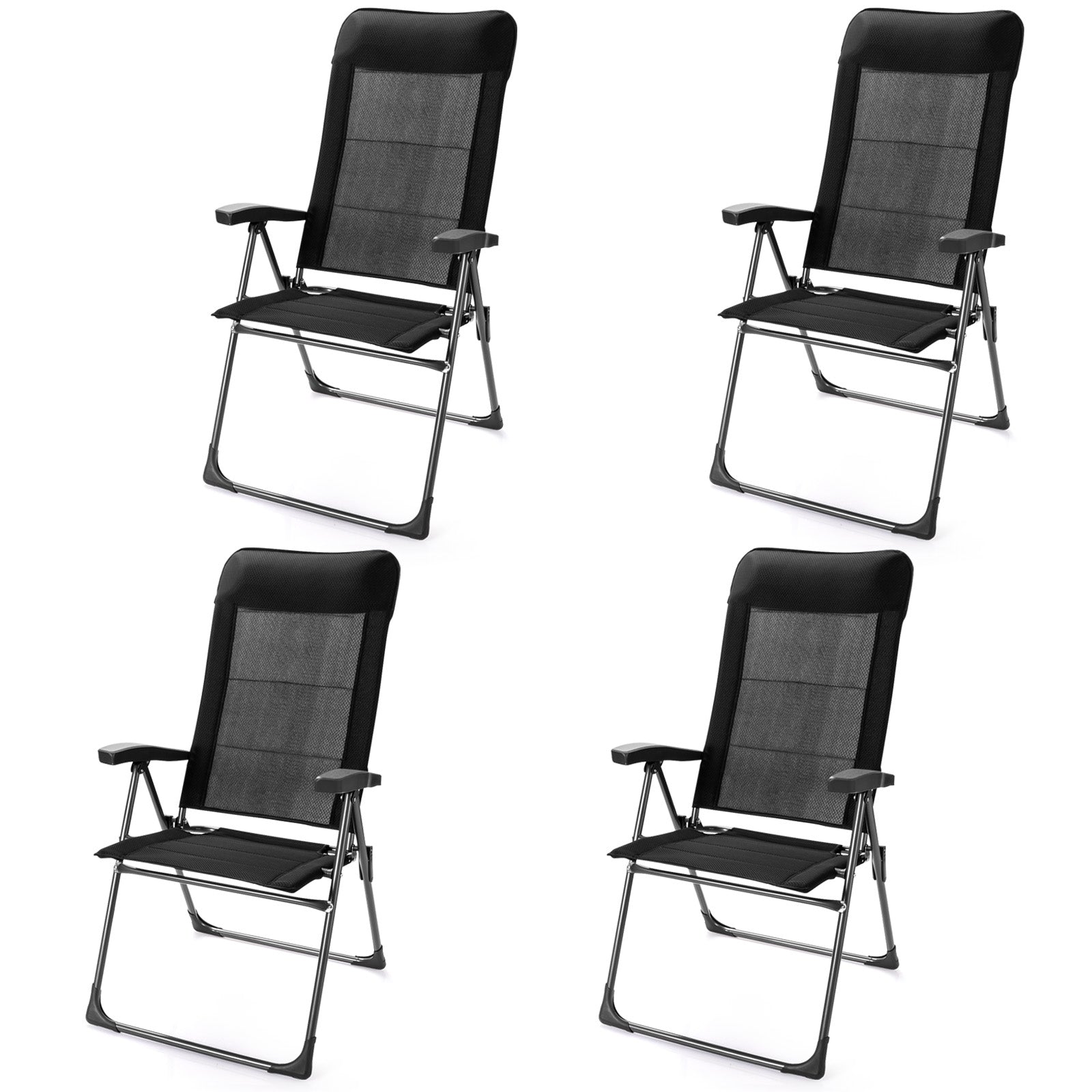 2 Pcs Portable Patio Folding Dining Chairs with -Black