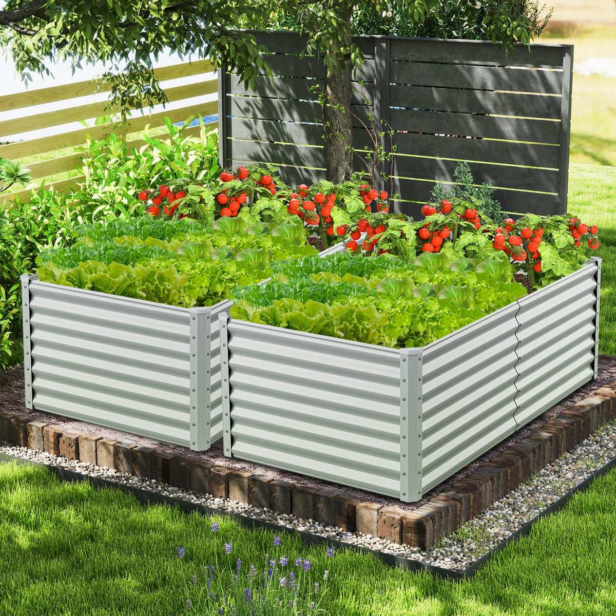 6 x 3 x 2 Feet Metal Rectangular Raised Garden Bed -Gray