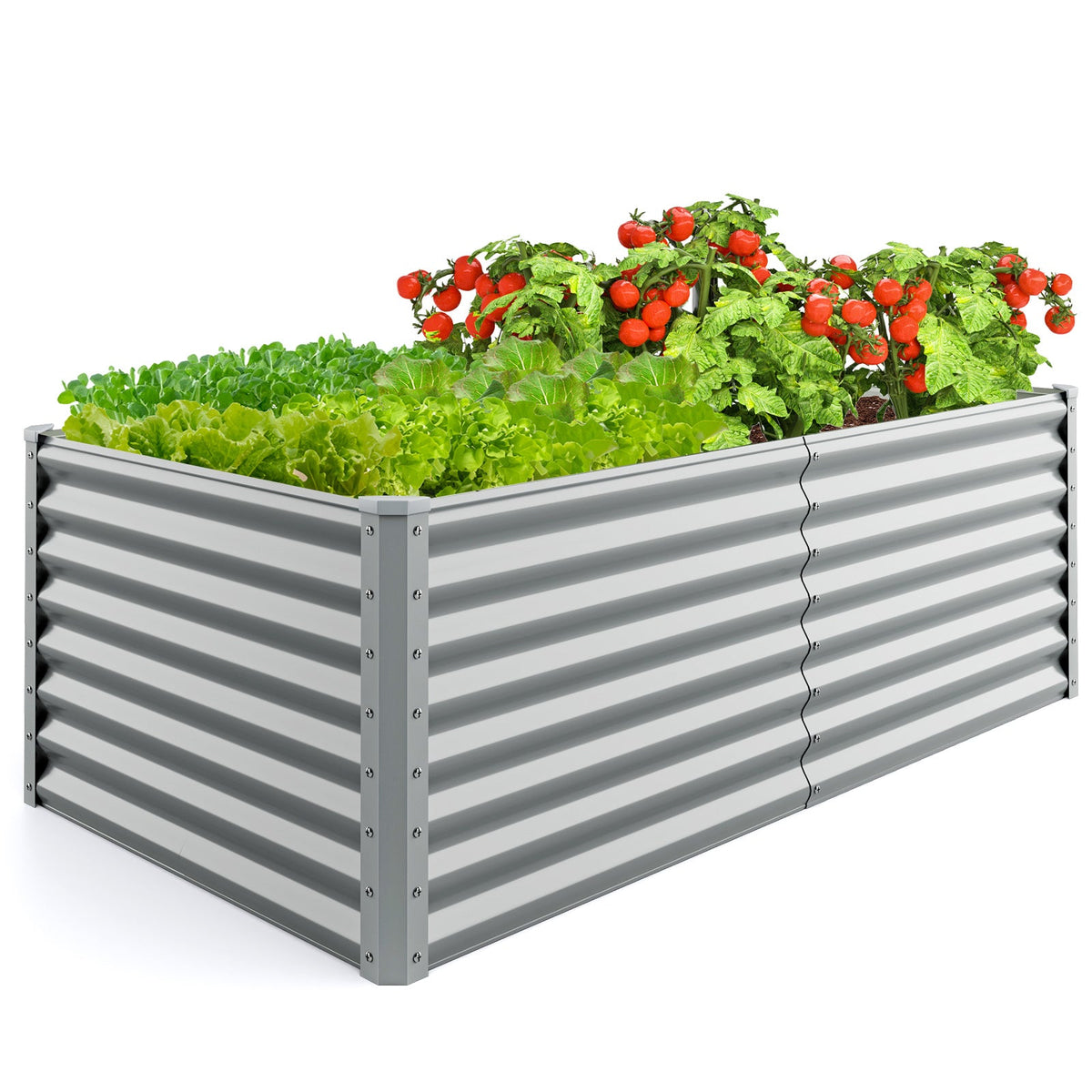 6 x 3 x 2 Feet Metal Rectangular Raised Garden Bed -Gray