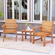 2 Piece Patio Hardwood Chair with Slatted Seat