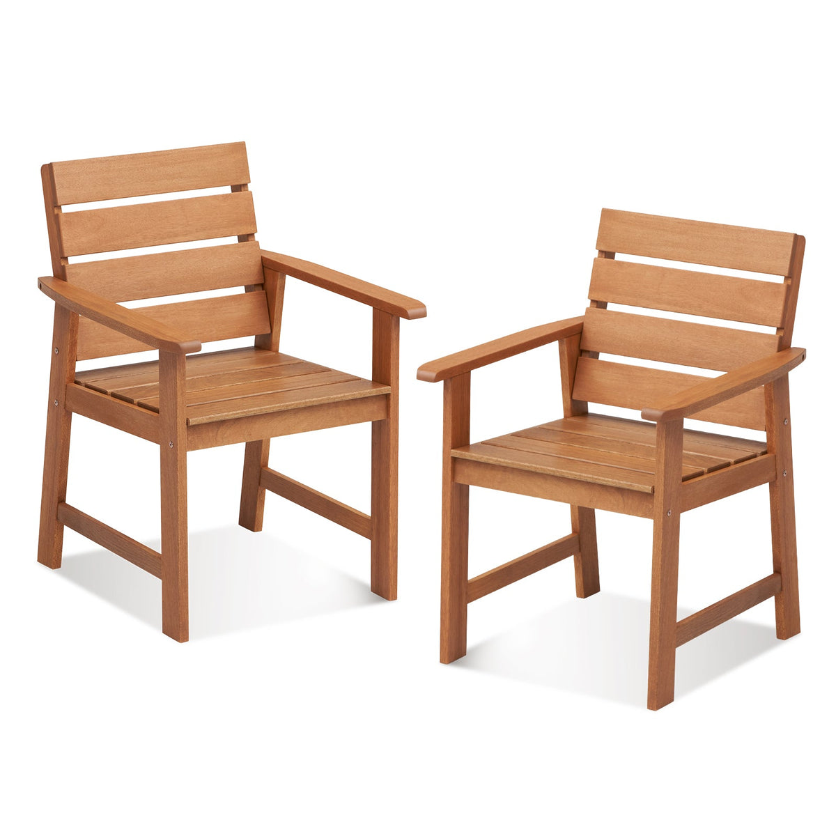 2 Piece Patio Hardwood Chair with Slatted Seat