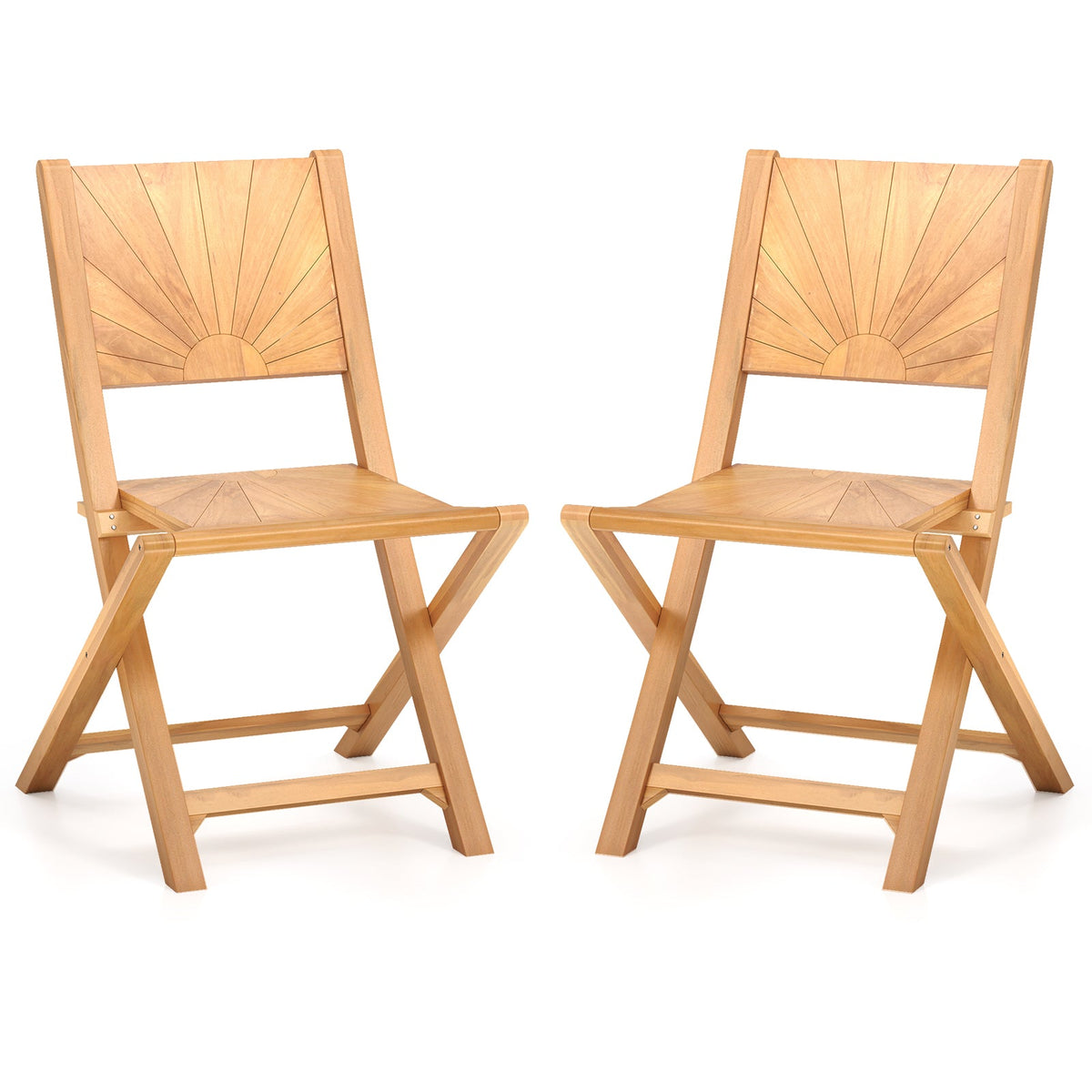 2 Pieces Folding Patio Chairs with Inclined Backrest