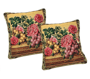 Set of 2 Parade Fruit & Roses Garden Throw Pillow Covers w/ Inserts
