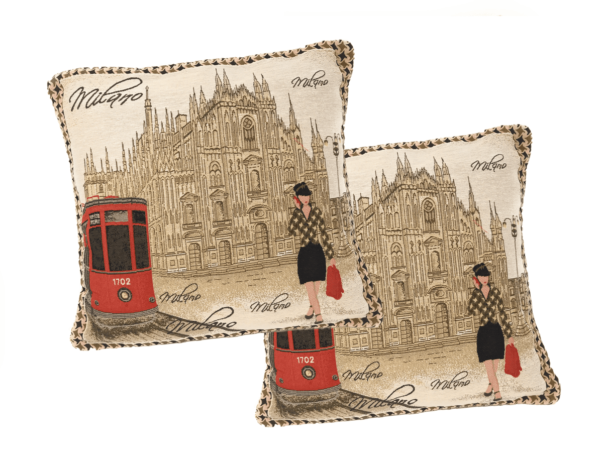 Set of 2 Postcard Milan Throw Pillow Covers w/ Pillow Inserts
