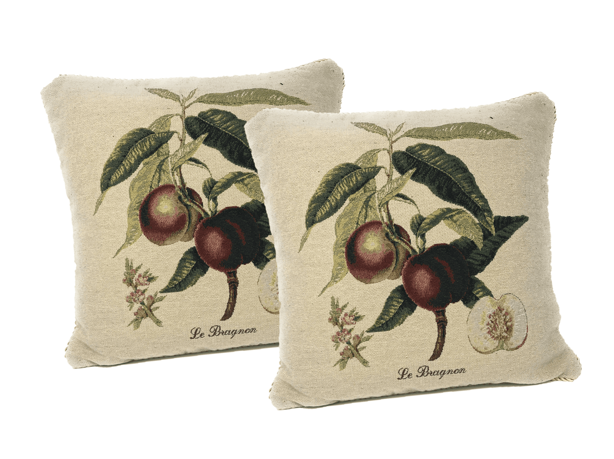 Set of 2, Nectarine Fruits Garden Throw Pillow Covers w/ Inserts