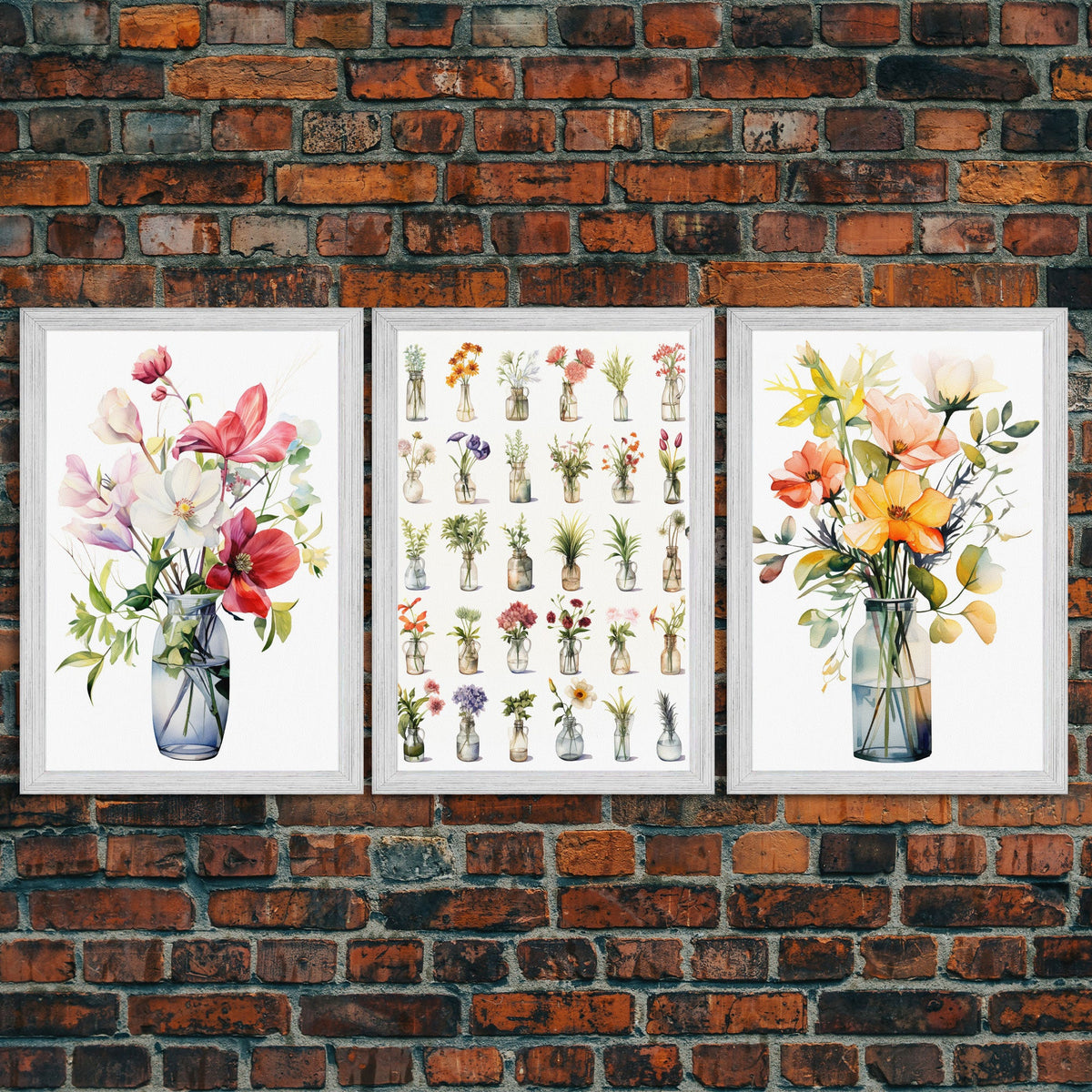3 Piece Set, Cute Kawaii Floral Print, Wall Decor