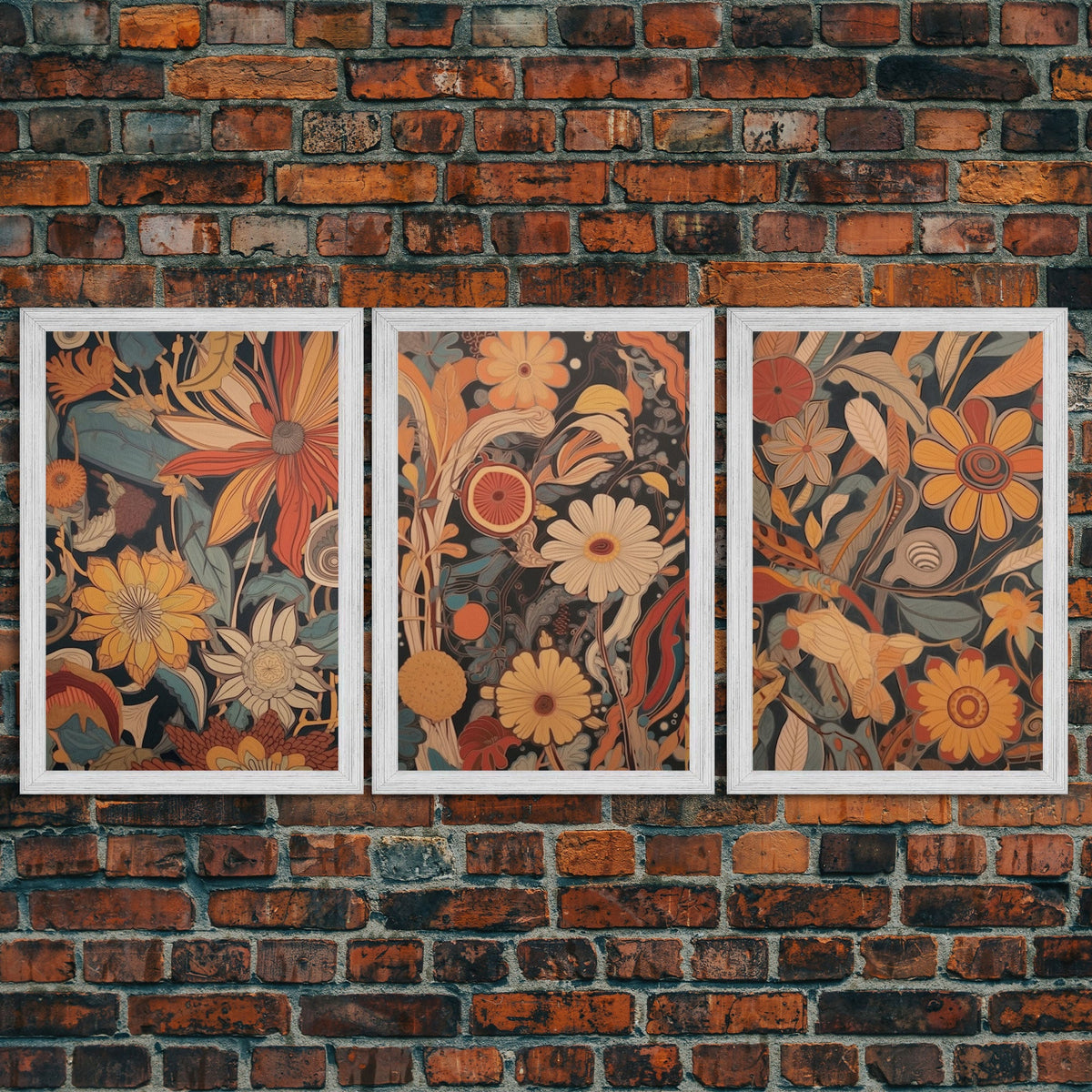 Midcentury Modern Framed Canvas Wall Art Set
