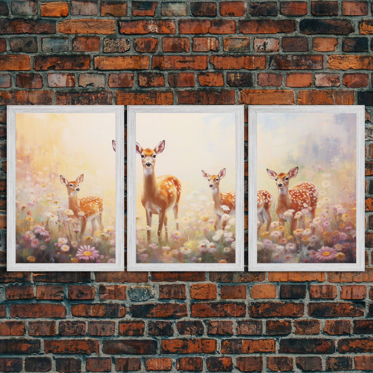 Deer Wall Art, Canvas Print, 3 Piece Wall Art