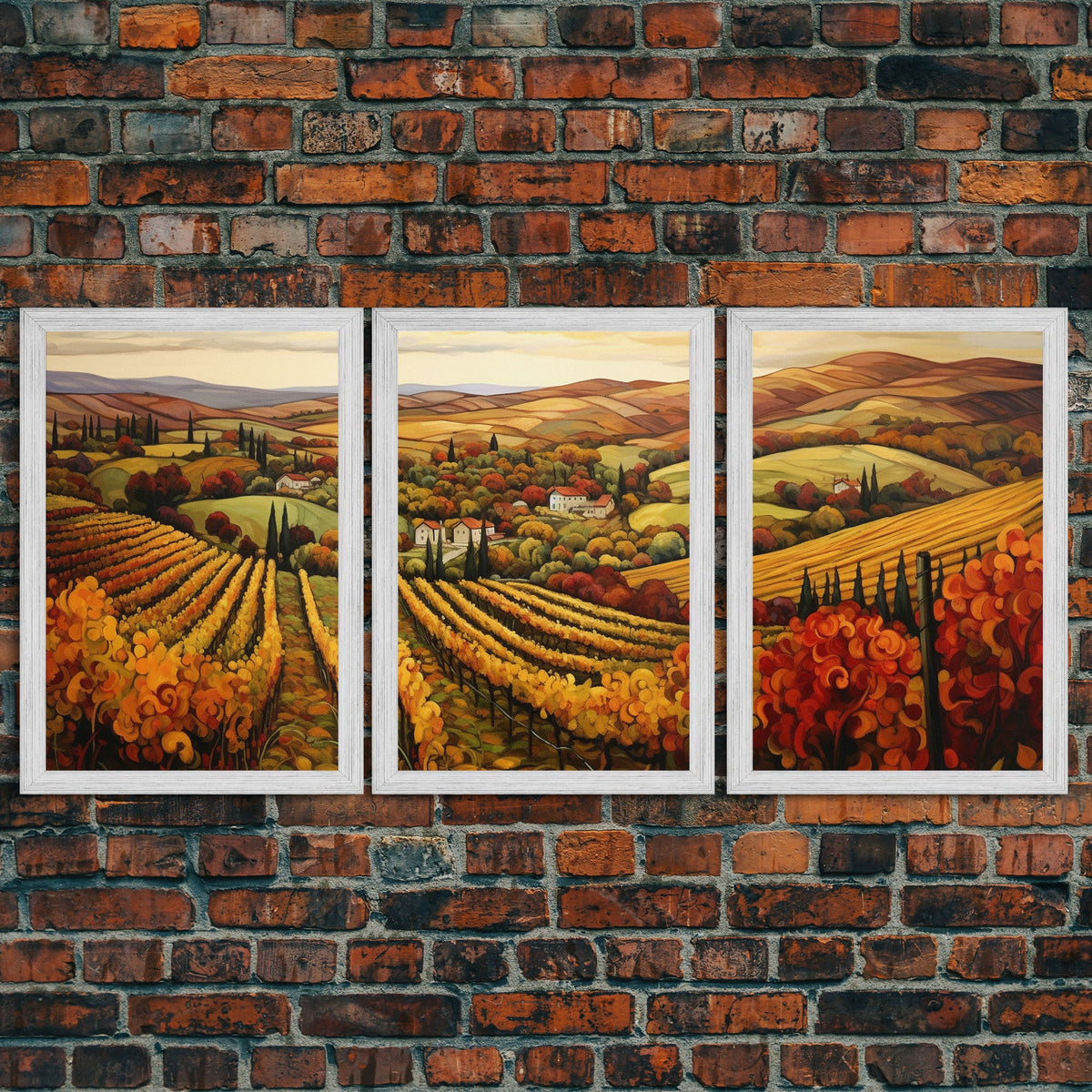 Italian Vineyard Framed Canvas Prints, 3 Piece Art