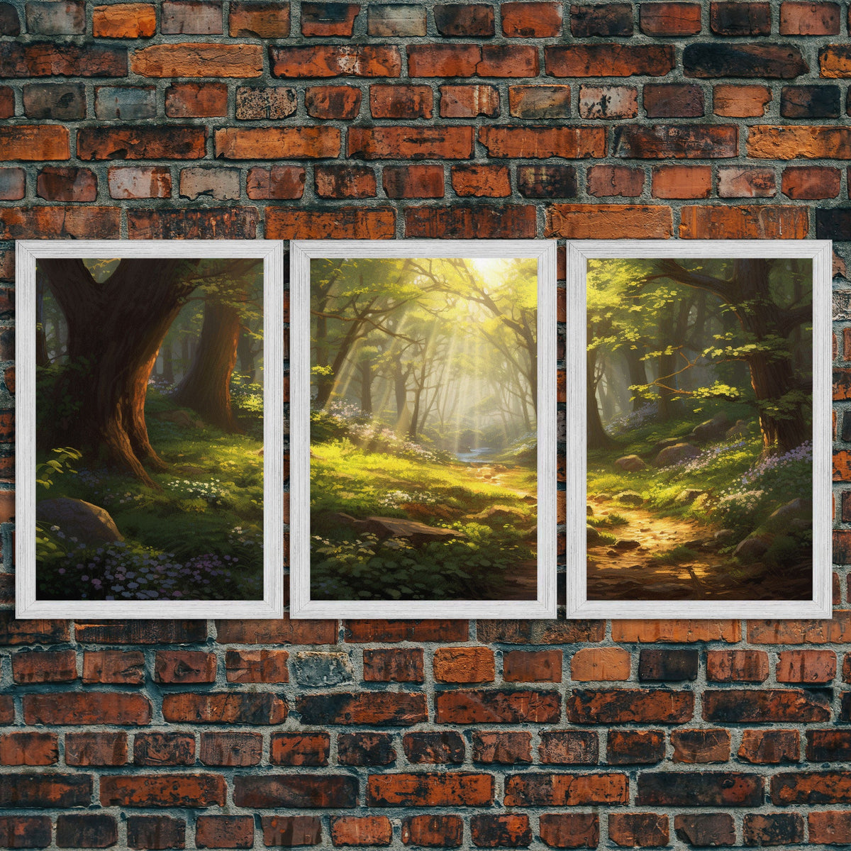 Forest Print Wall Art, Canvas Print, 3 Piece Wall Art