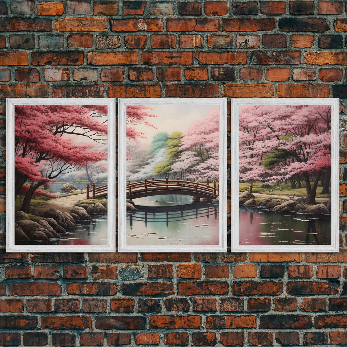 Japanese Print, Landscape Wall Art, Canvas Print, 3 Piece