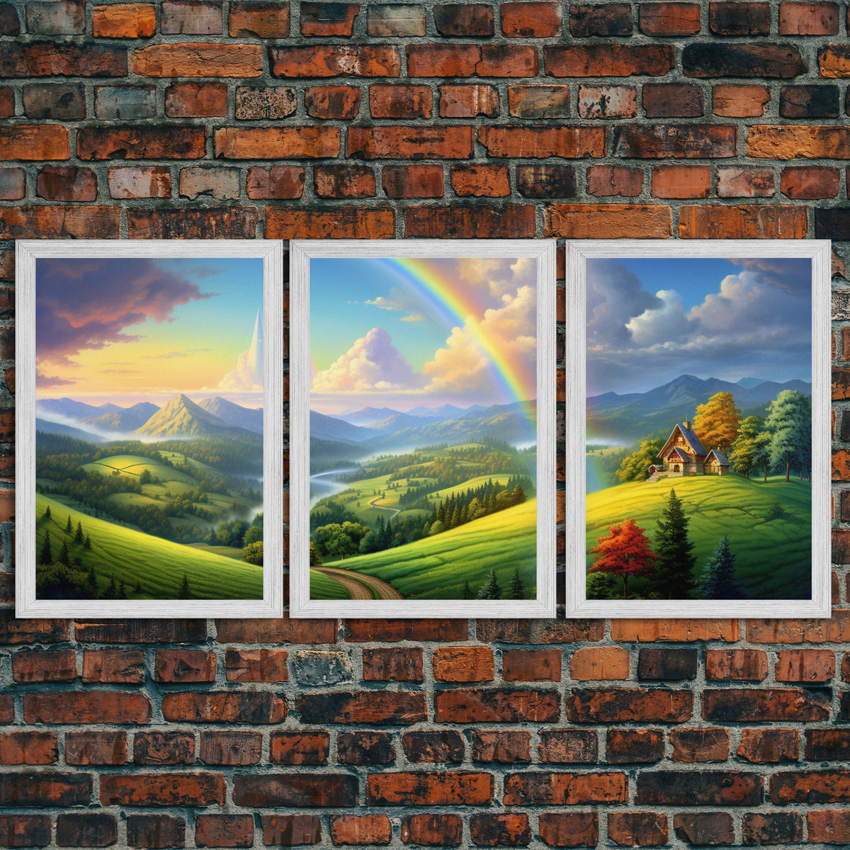 Rainbow Wall Art, Canvas Print, 3 Piece Wall Art