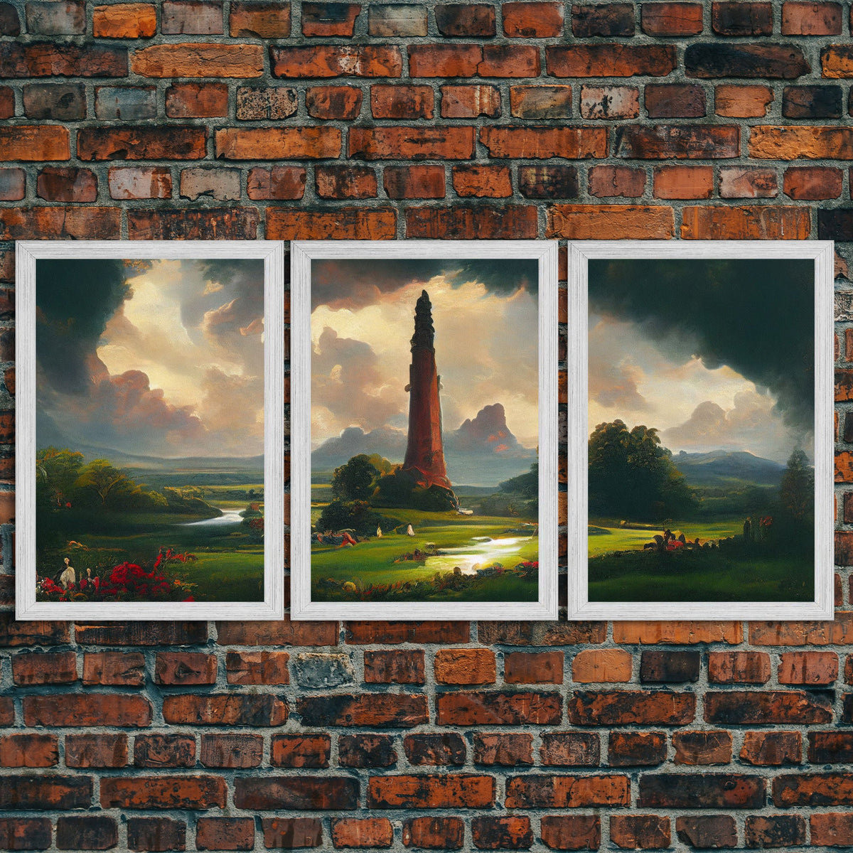 The Dark Tower, 3 Piece Panoramic Art, Ready To Hang Canvas Print