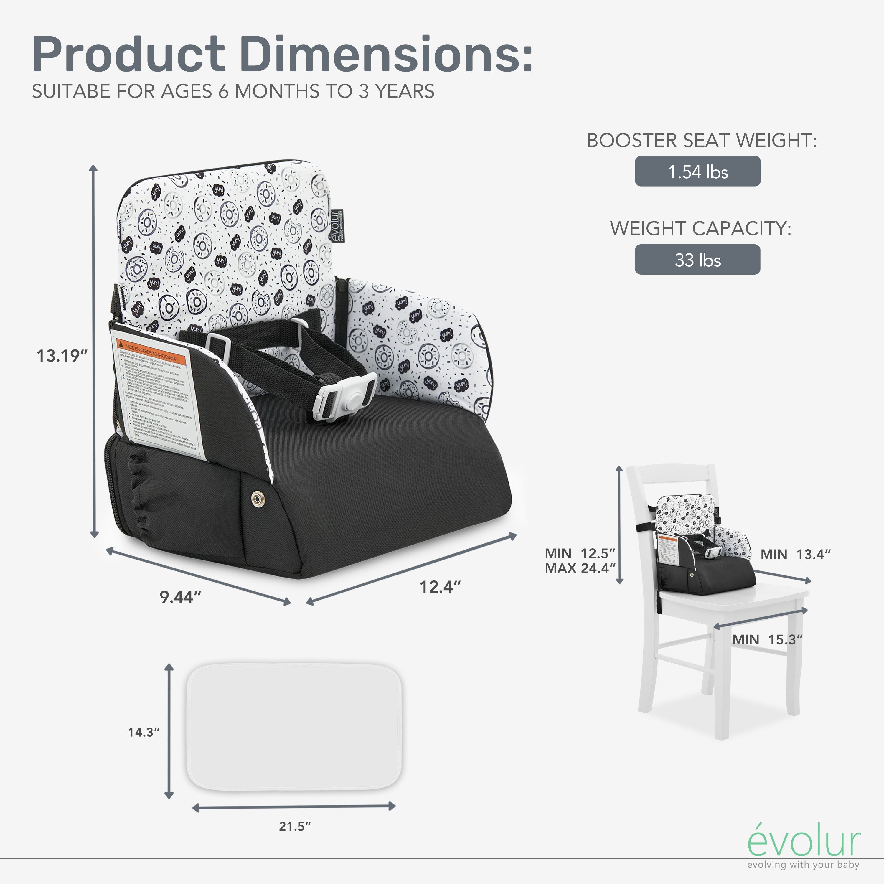 Evolur Snug Packsack 2-in-1 Portable Booster Seat and Travel Bag