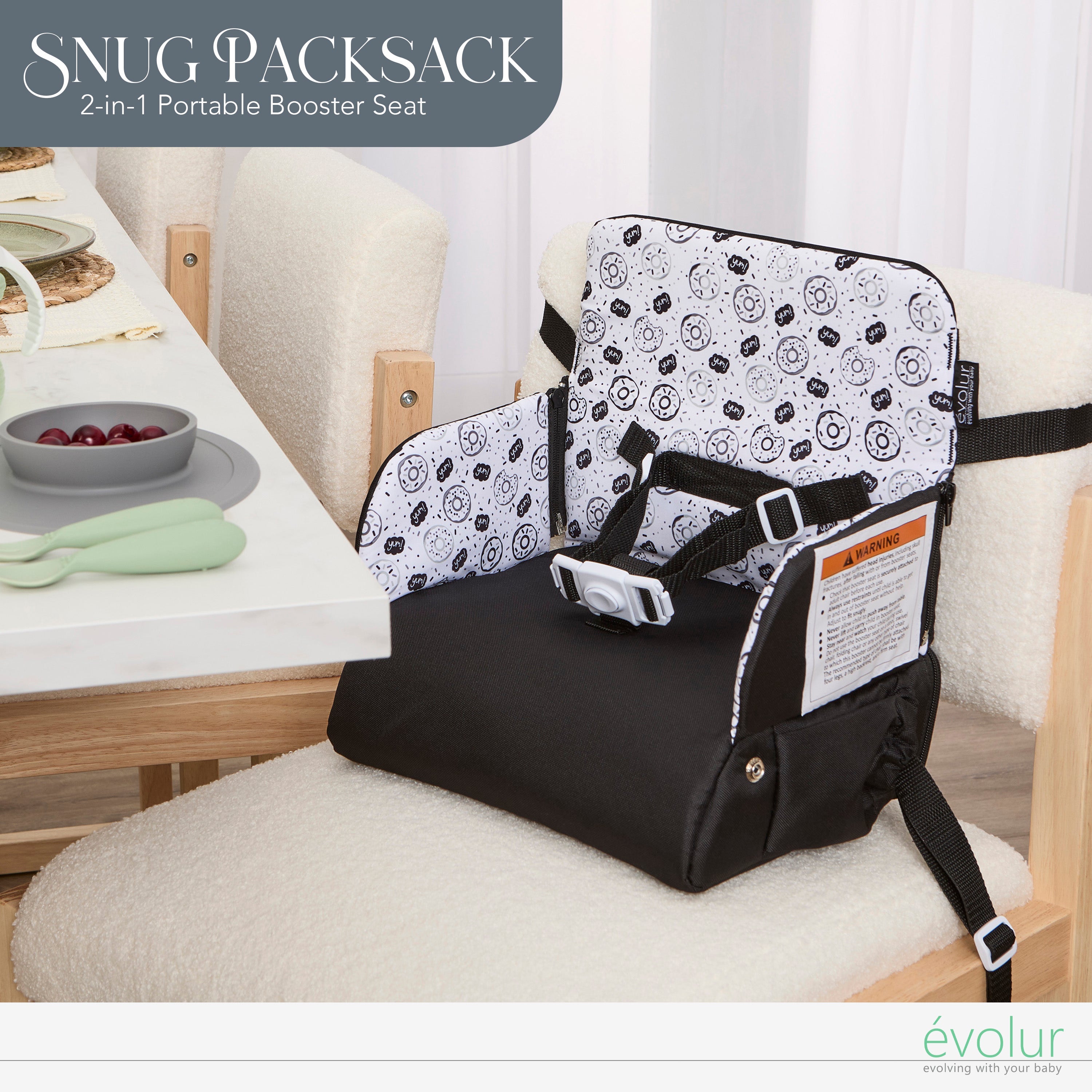 Evolur Snug Packsack 2-in-1 Portable Booster Seat and Travel Bag
