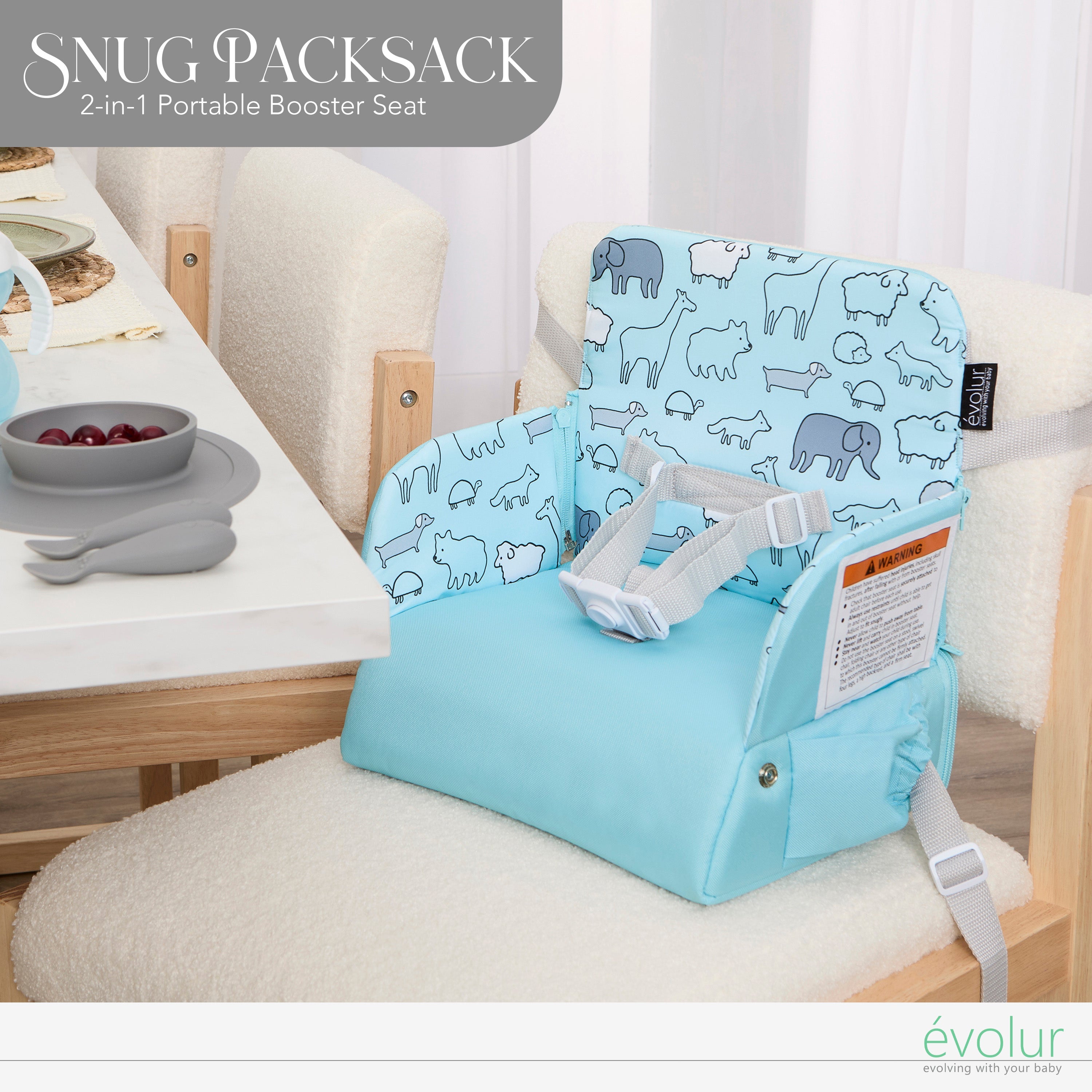 Evolur Snug Packsack 2-in-1 Portable Booster Seat and Travel Bag