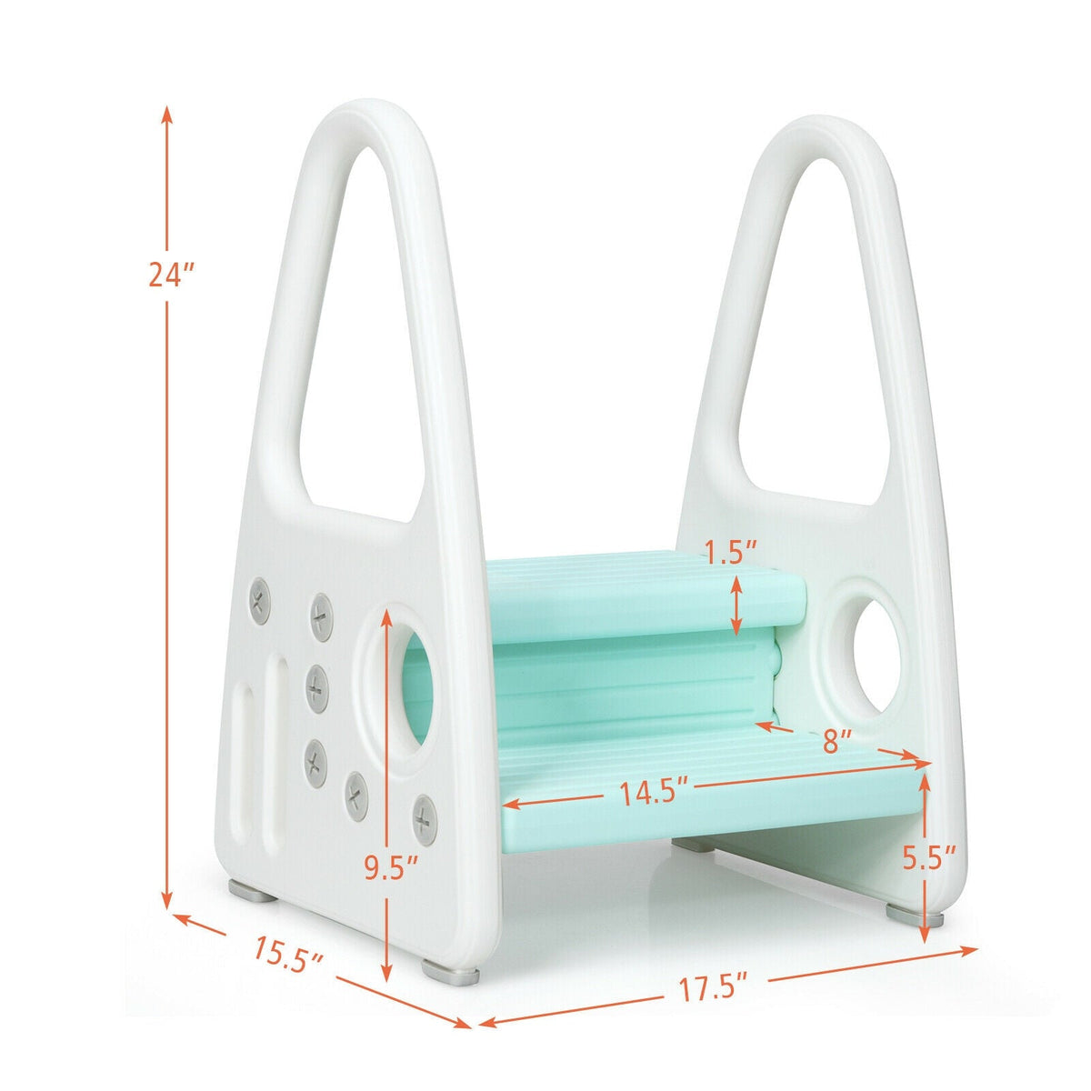 Kids Step Stool Learning Helper with Armrest -Blue