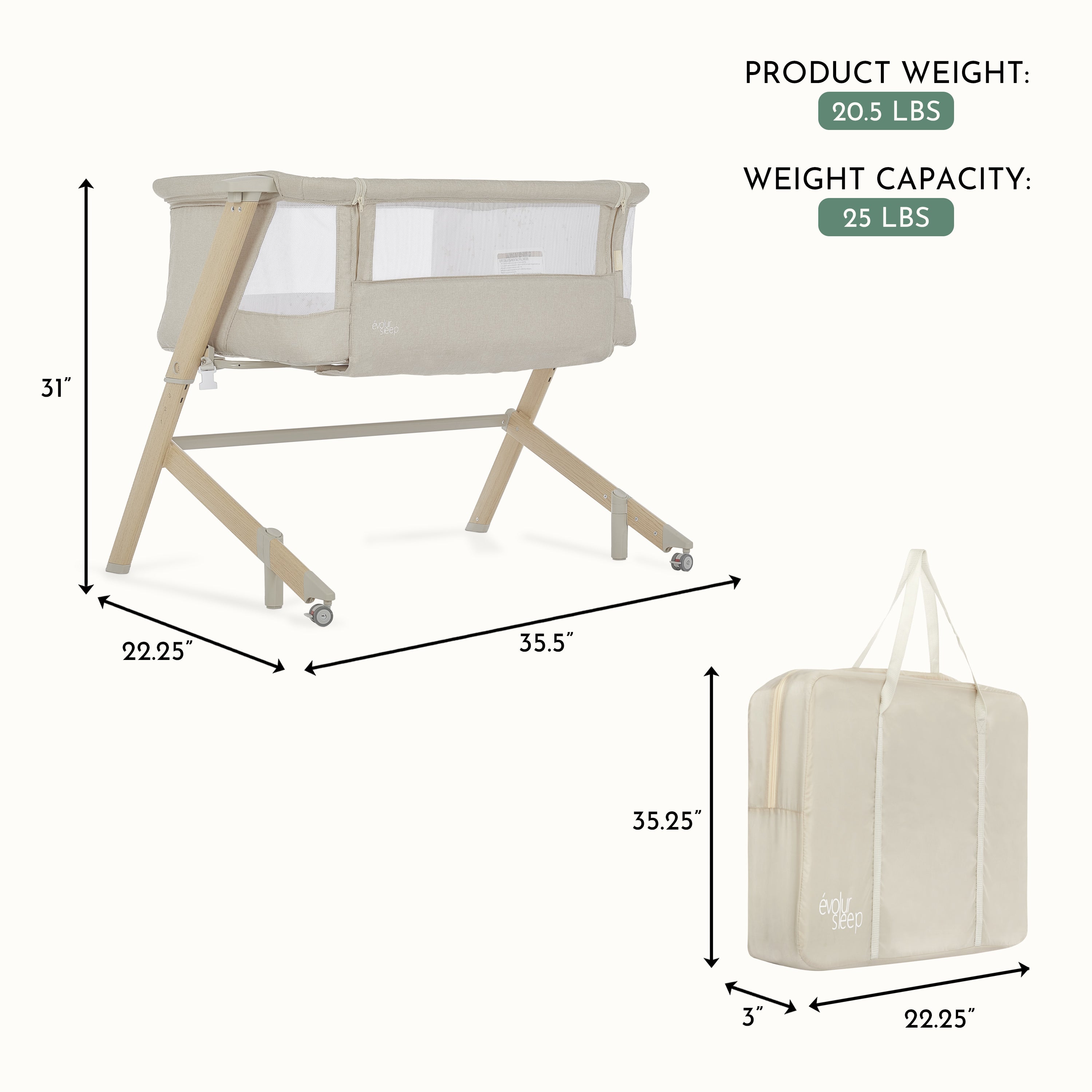 Evolur Stellar Bassinet and Bed side sleeper