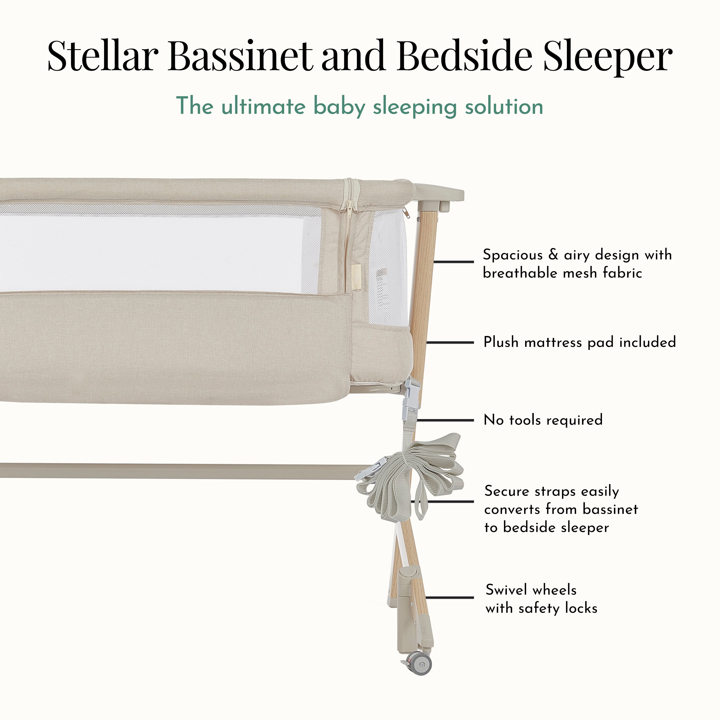 Evolur Stellar Bassinet and Bed side sleeper