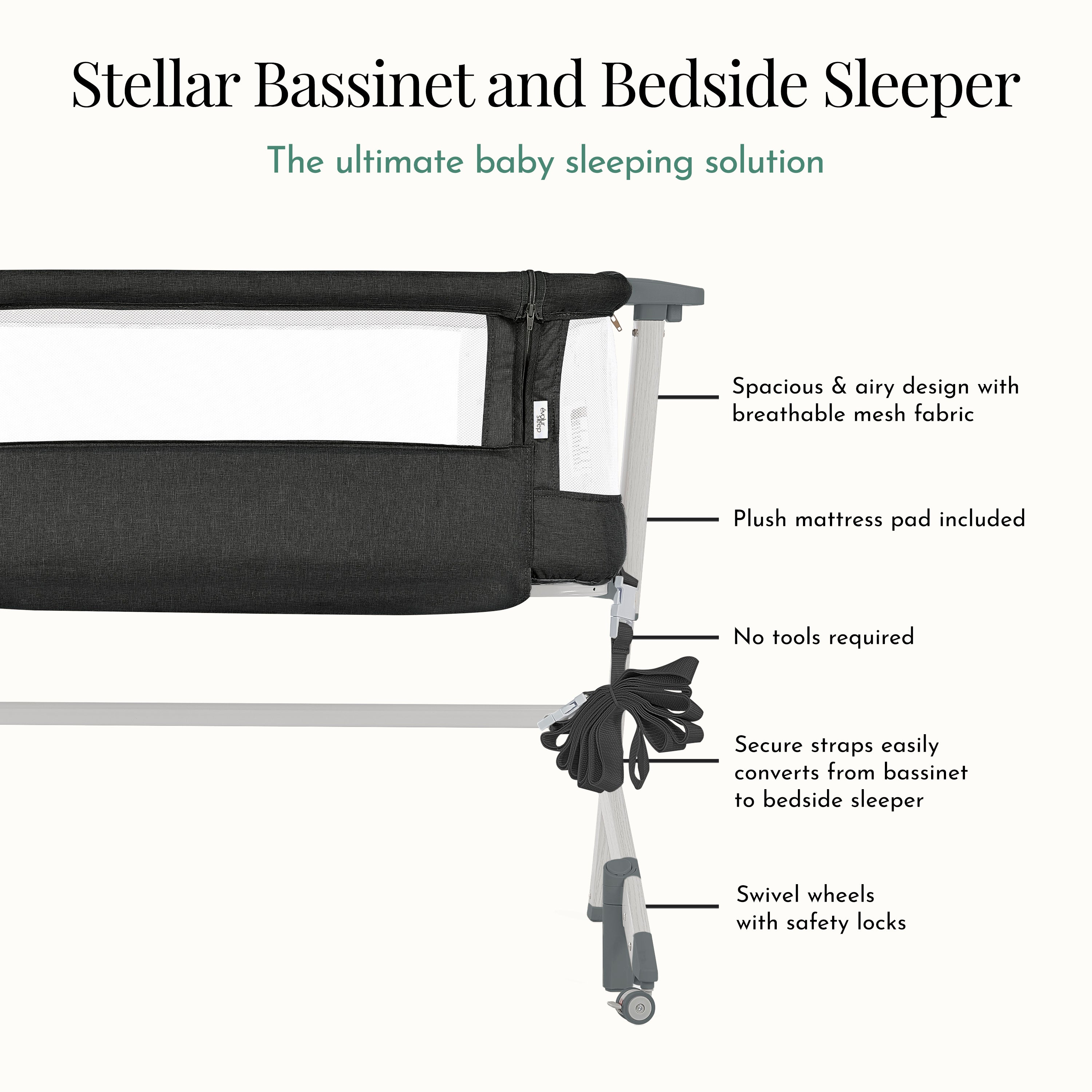 Evolur Stellar Bassinet and Bed side sleeper