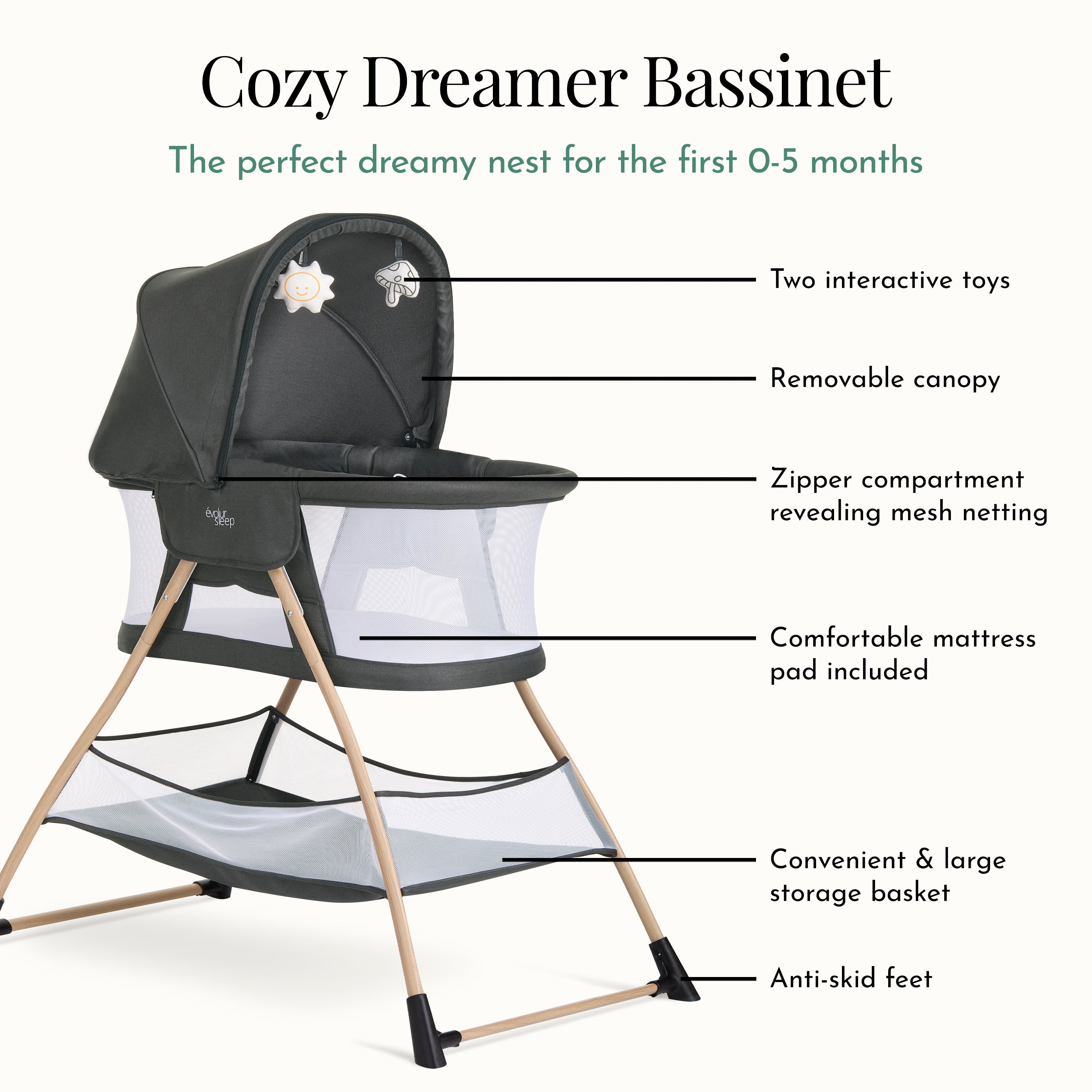 Evolur Cozy Dreamer Bassinet