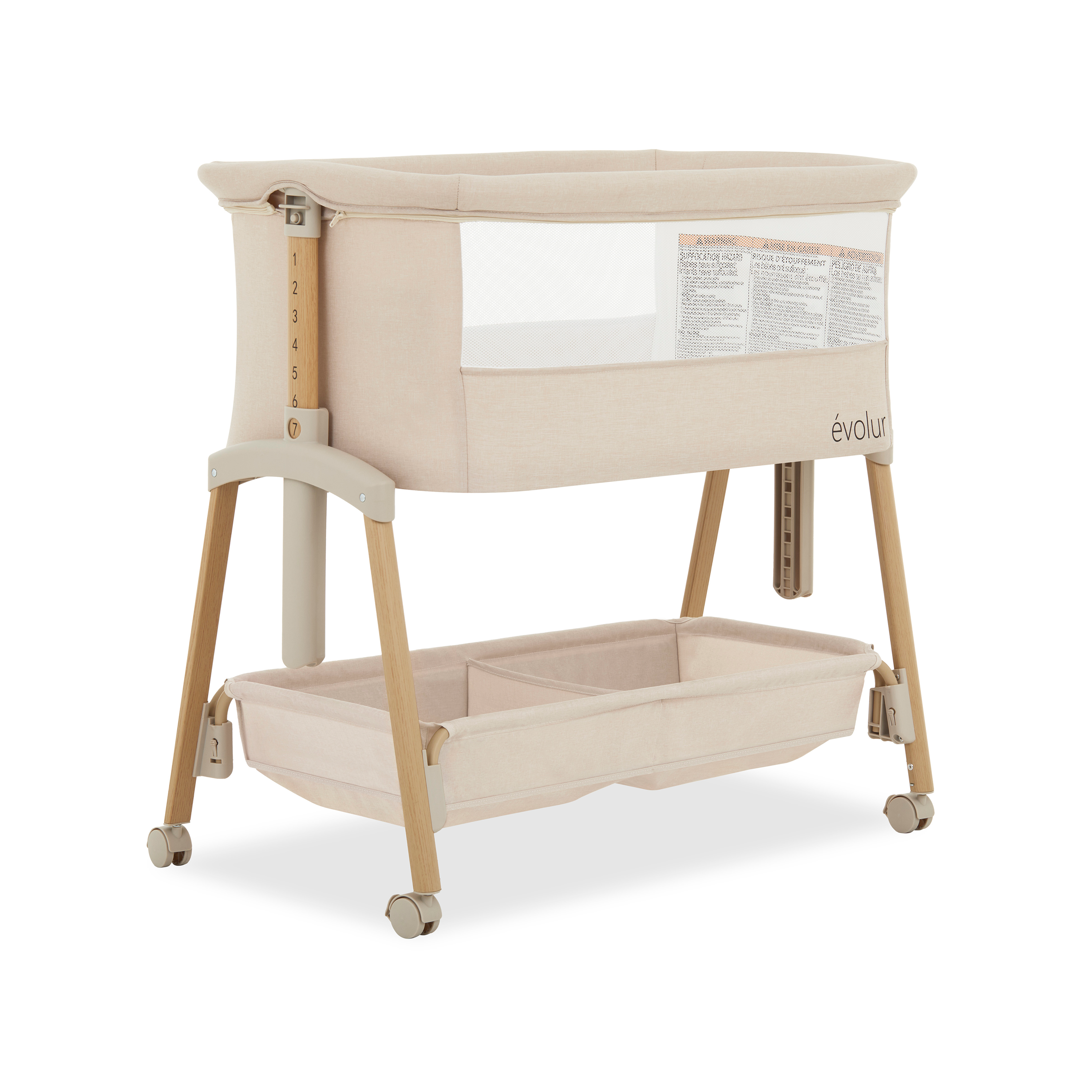 Evolur Lullaby Portable Bassinet with wheels