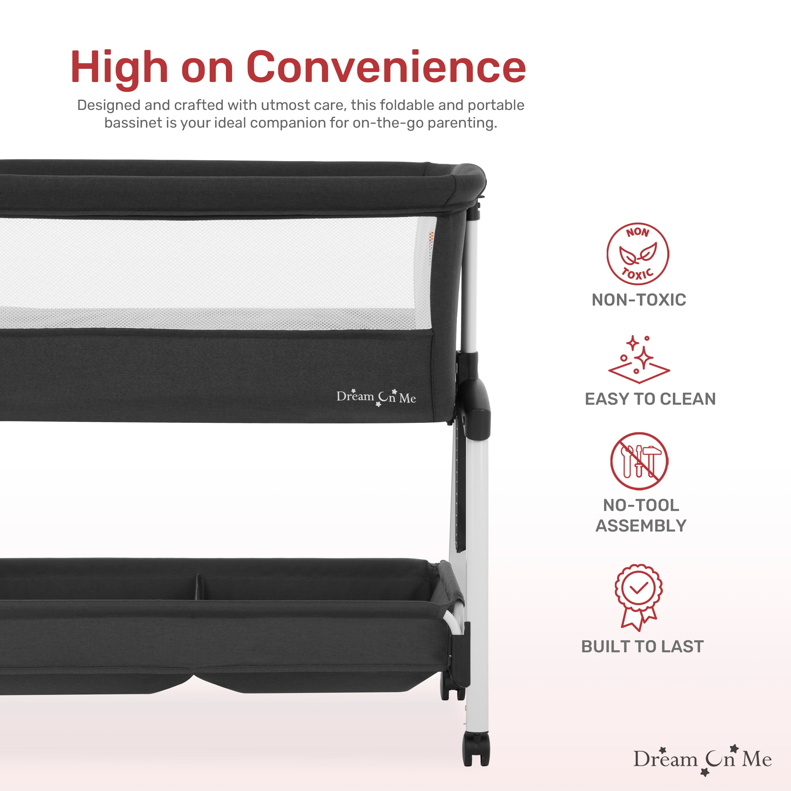 Dream On Me Calypso Portable Bassinet with wheels