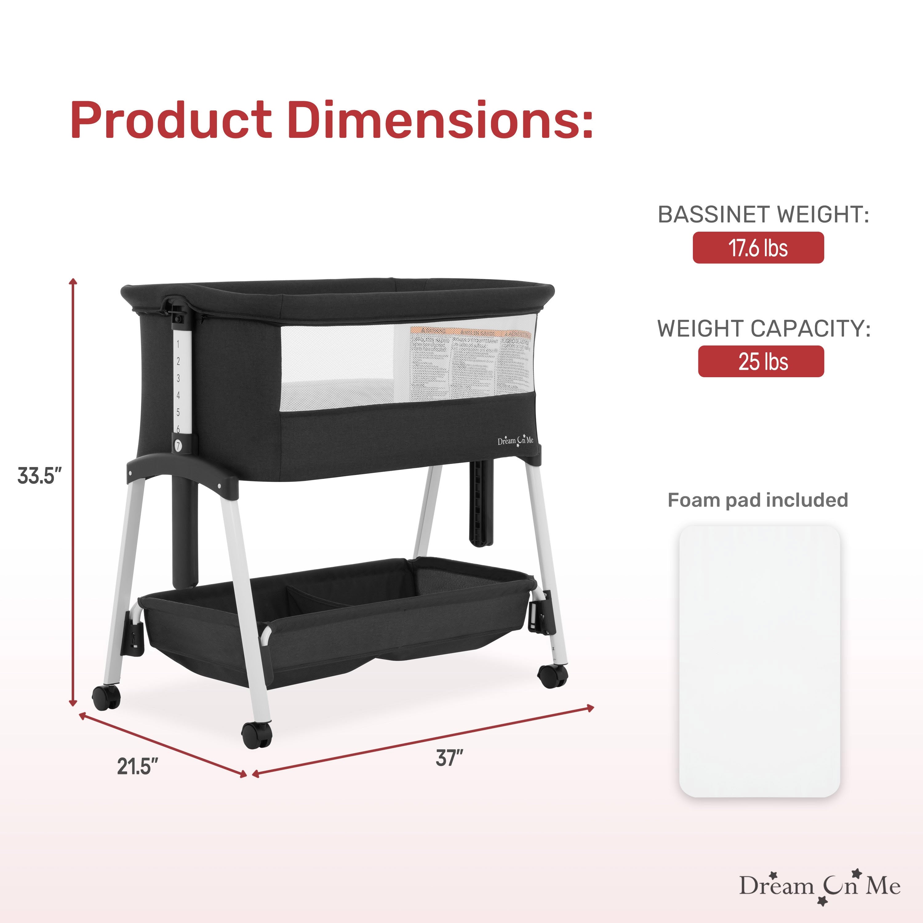 Dream On Me Calypso Portable Bassinet with wheels
