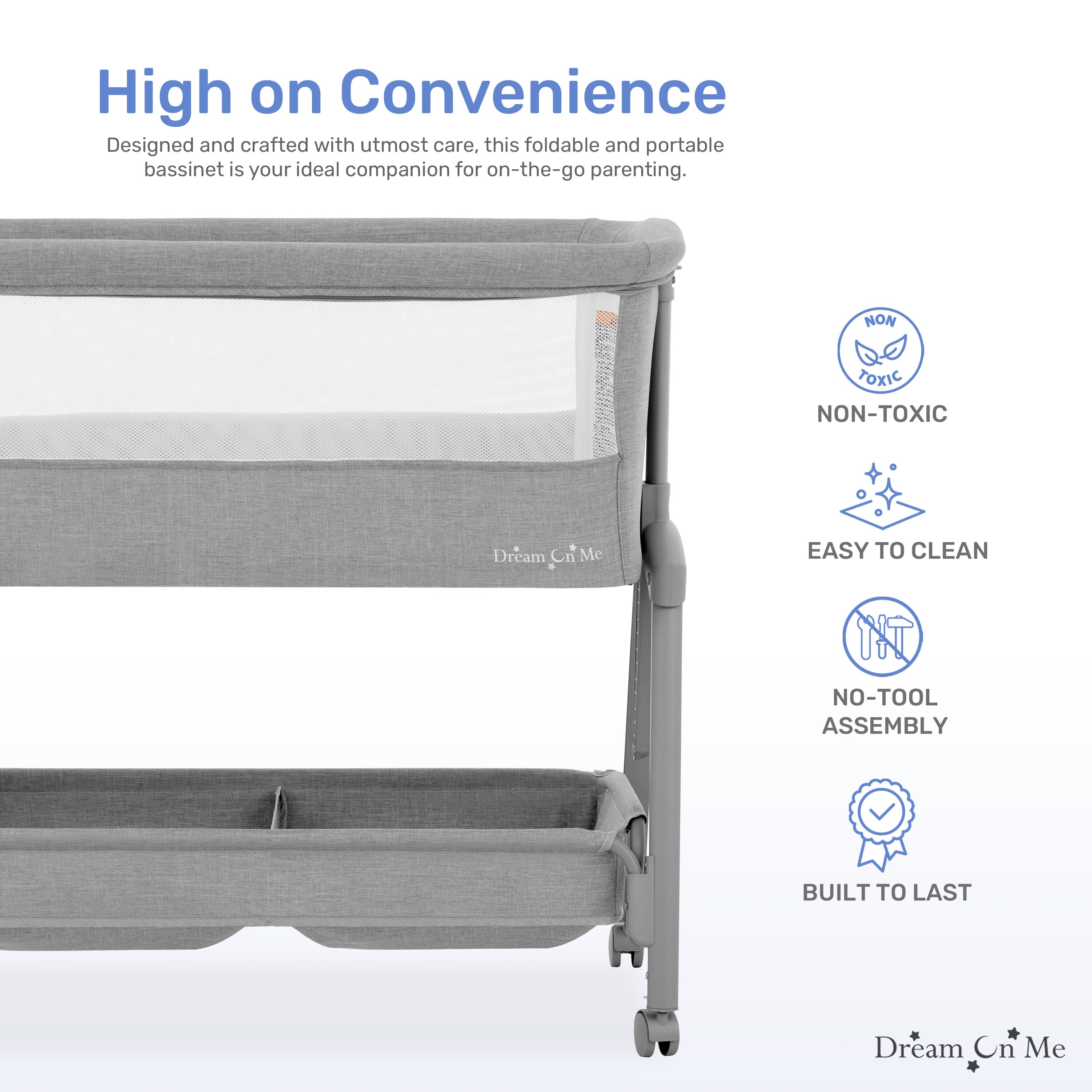 Dream On Me Calypso Portable Bassinet with wheels