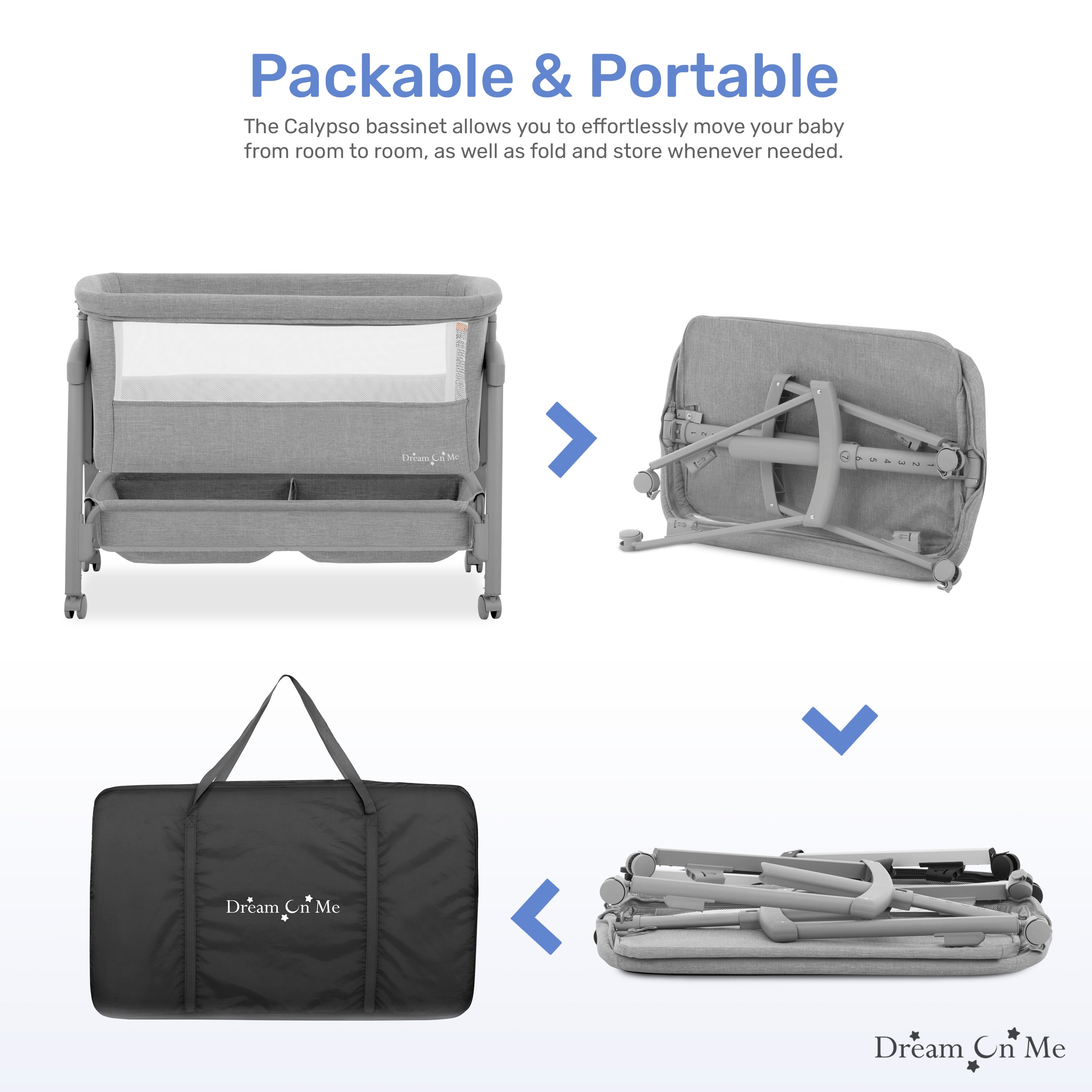 Dream On Me Calypso Portable Bassinet with wheels