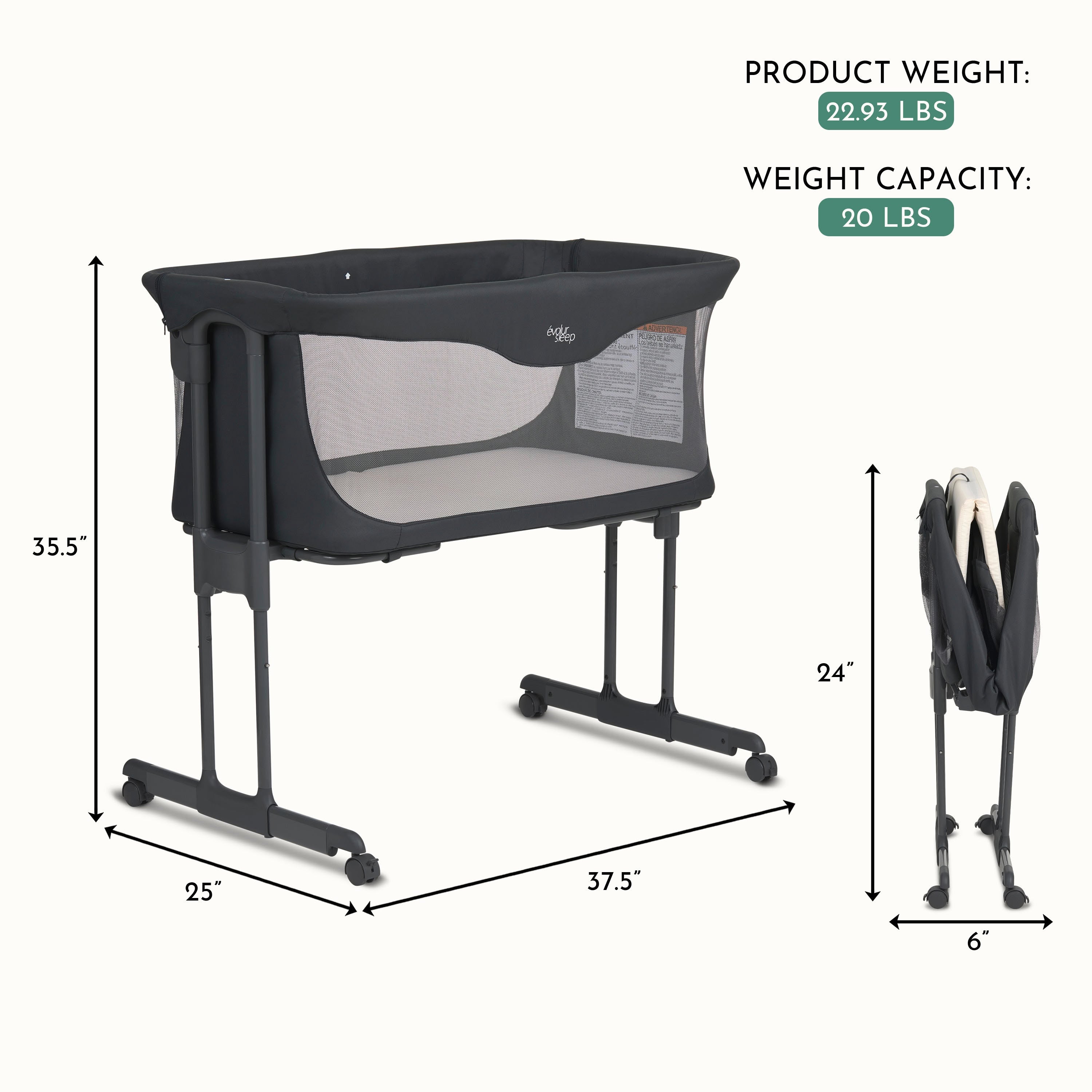 Evolur Kinsley Quickfold Portable Bassinet