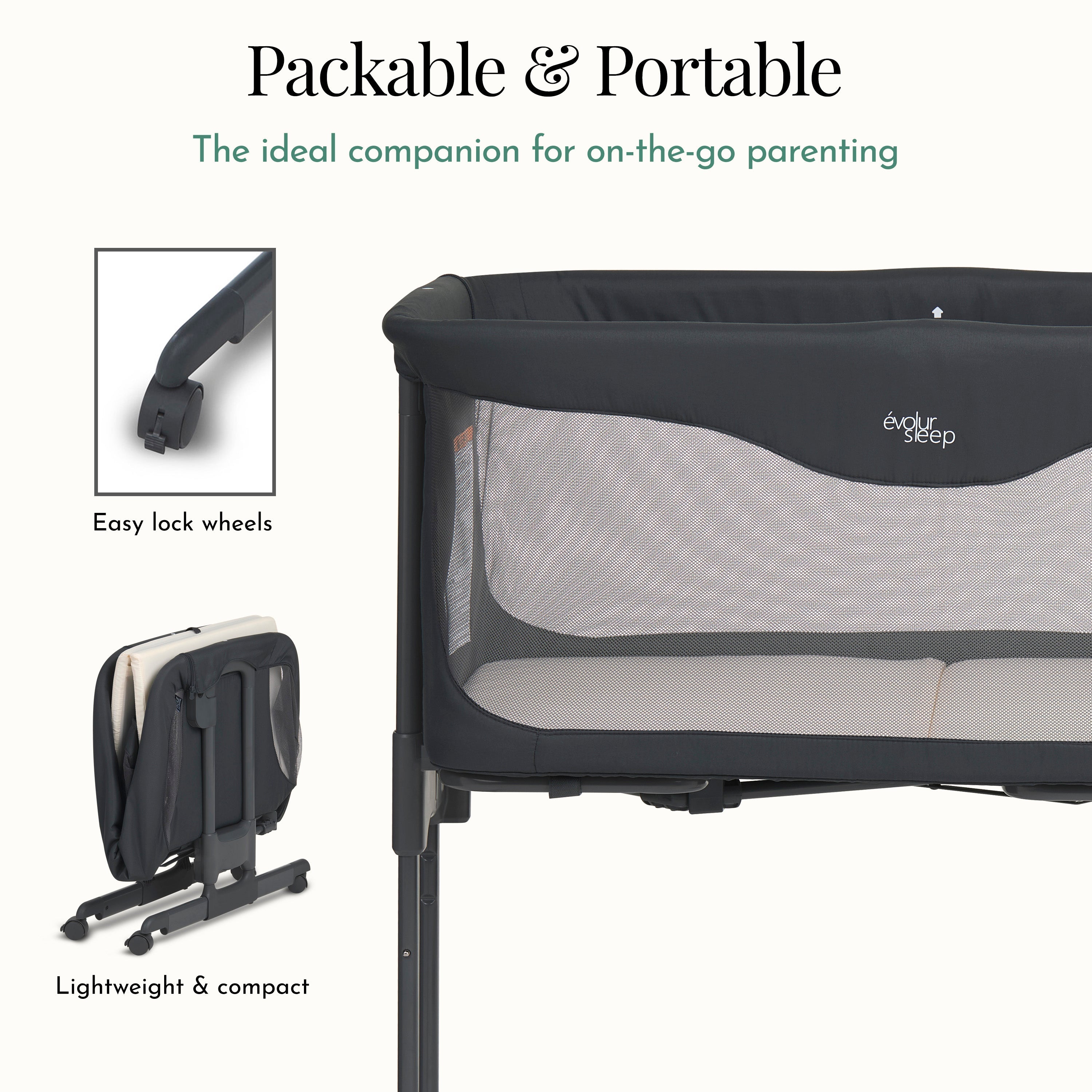 Evolur Kinsley Quickfold Portable Bassinet