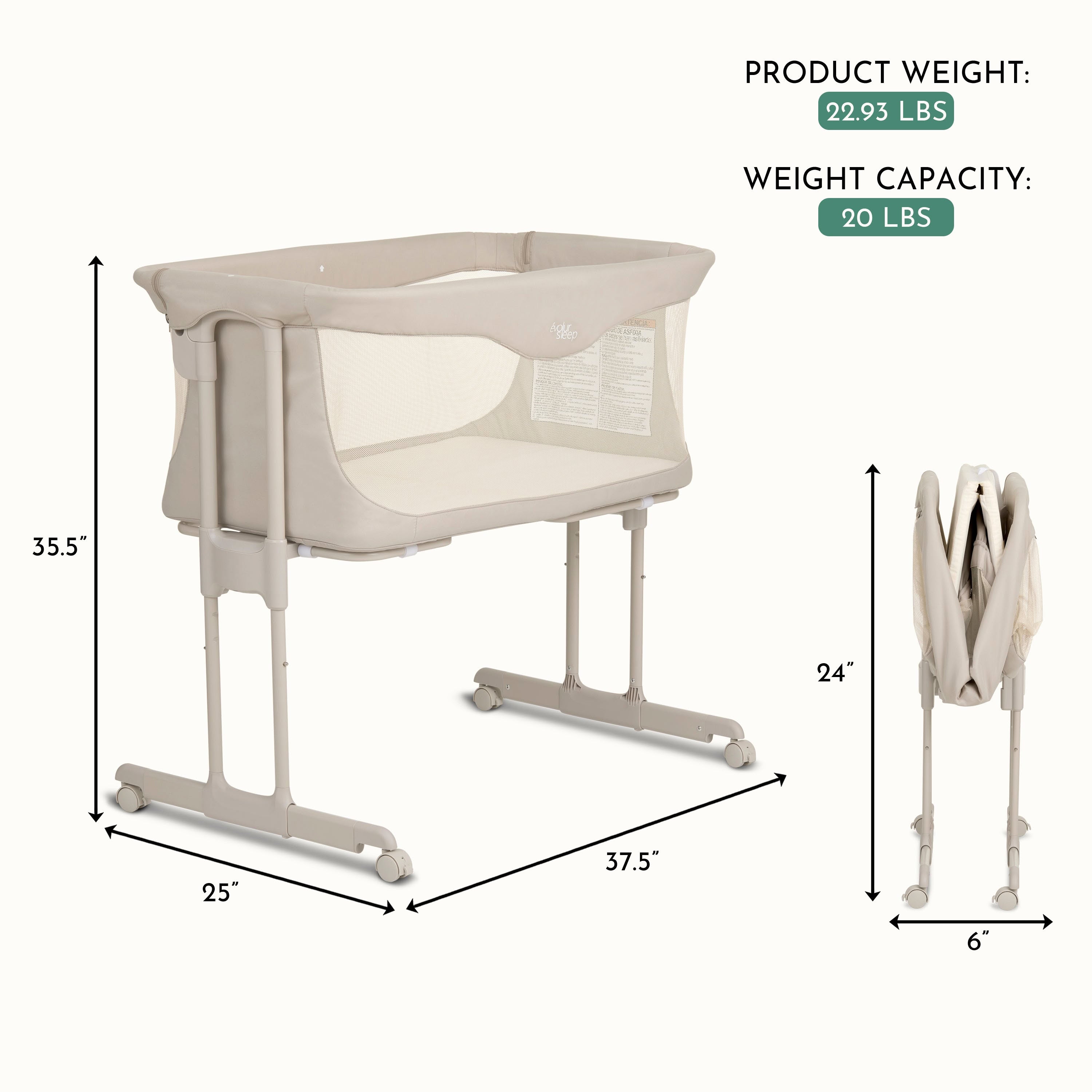 Evolur Kinsley Quickfold Portable Bassinet