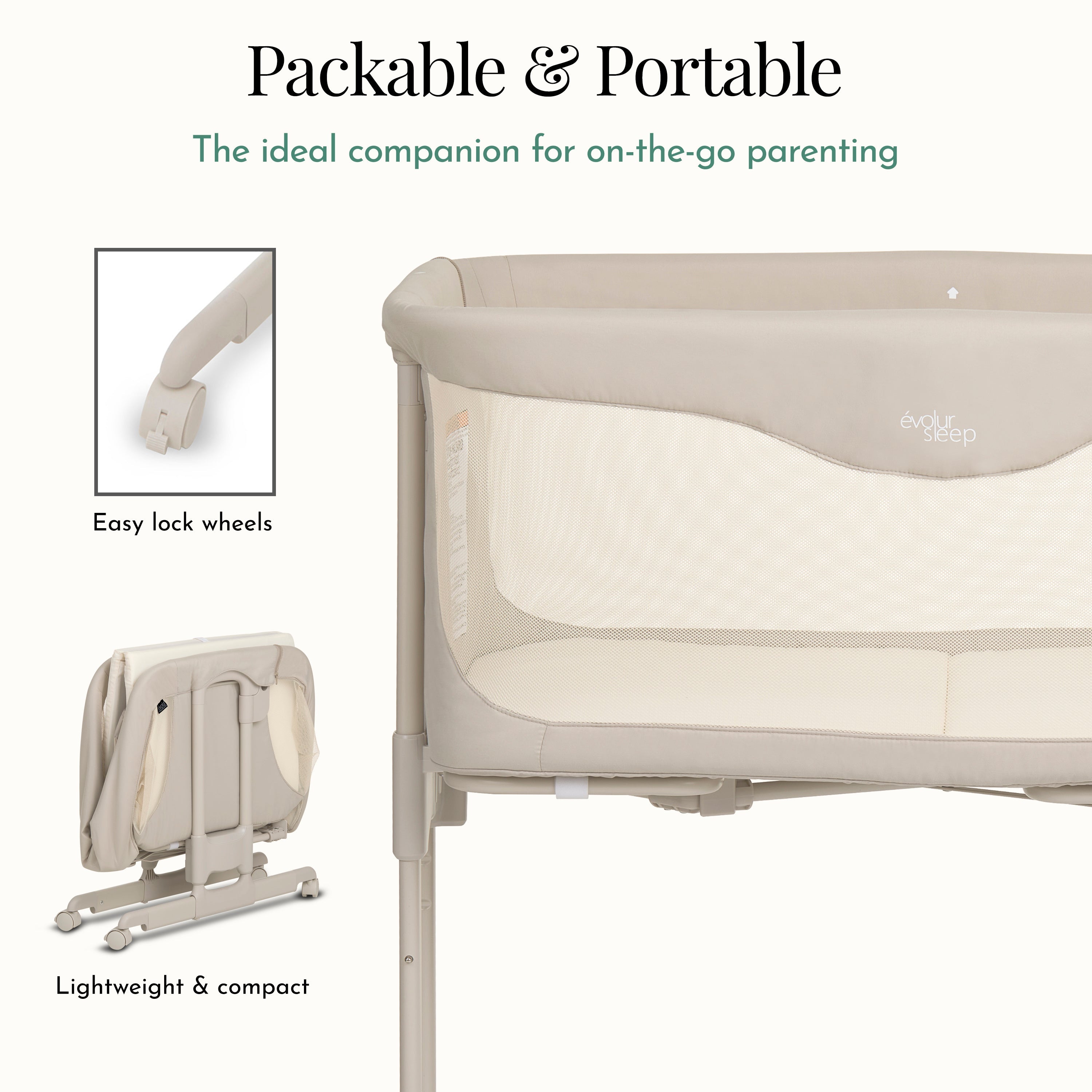 Evolur Kinsley Quickfold Portable Bassinet