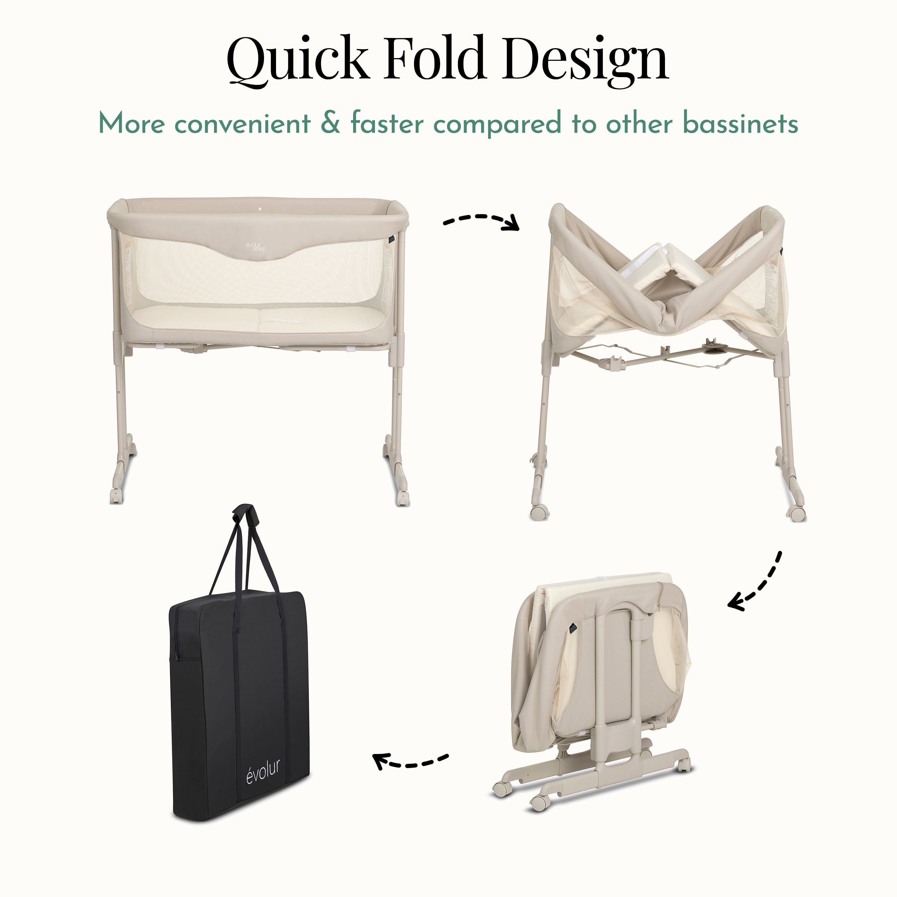 Evolur Kinsley Quickfold Portable Bassinet