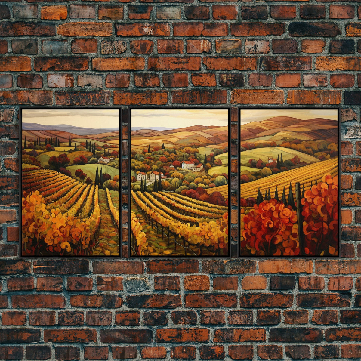 Italian Vineyard Framed Canvas Prints, 3 Piece Art