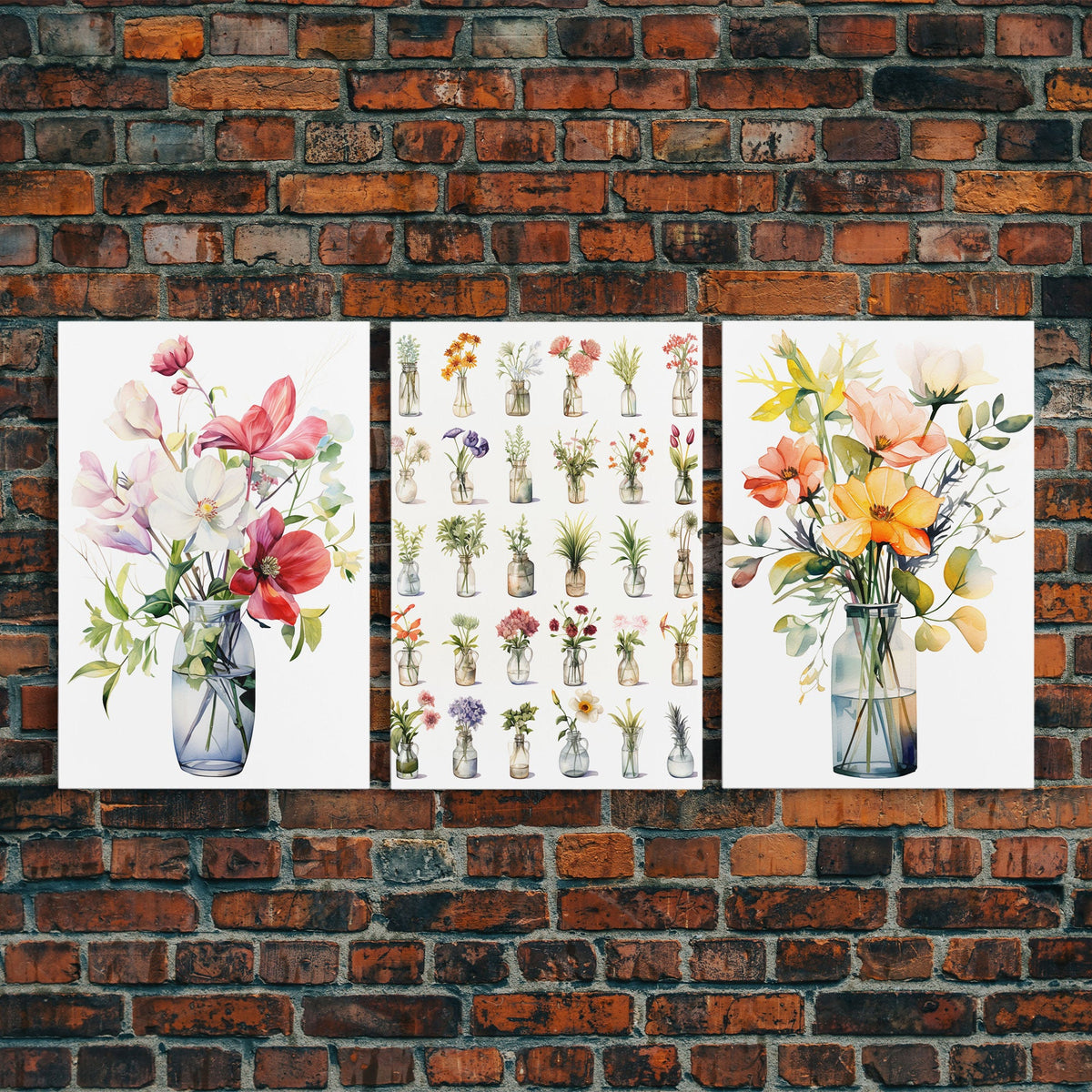 3 Piece Set, Cute Kawaii Floral Print, Wall Decor