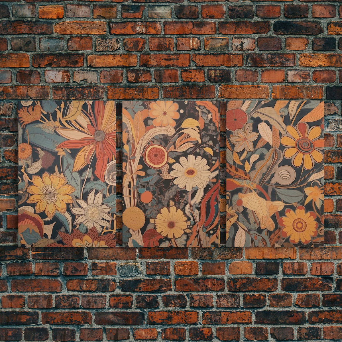 Midcentury Modern Framed Canvas Wall Art Set