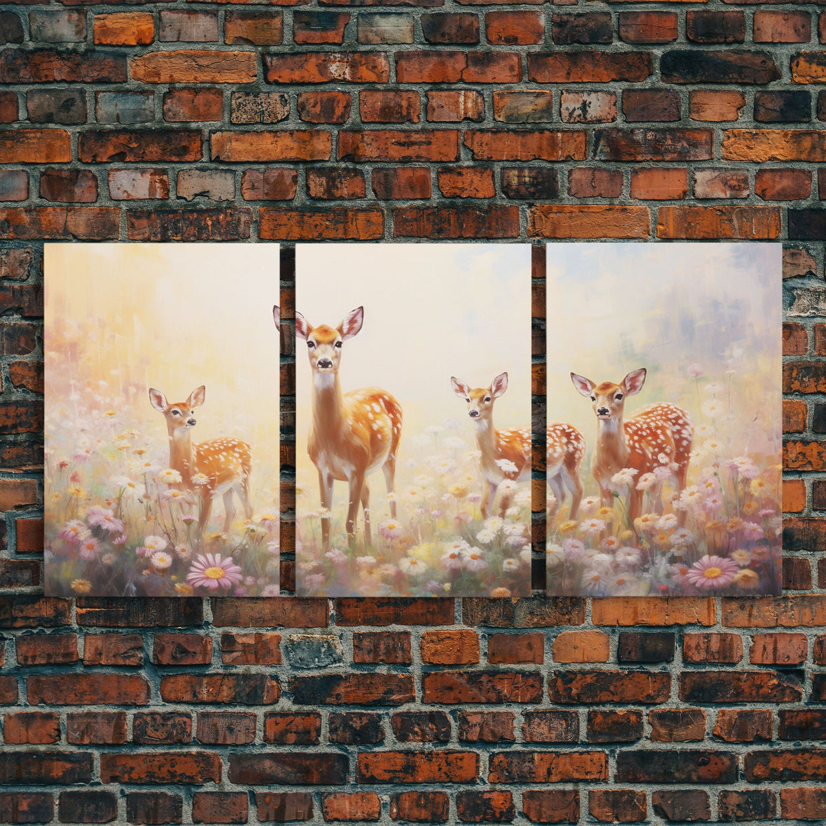 Deer Wall Art, Canvas Print, 3 Piece Wall Art