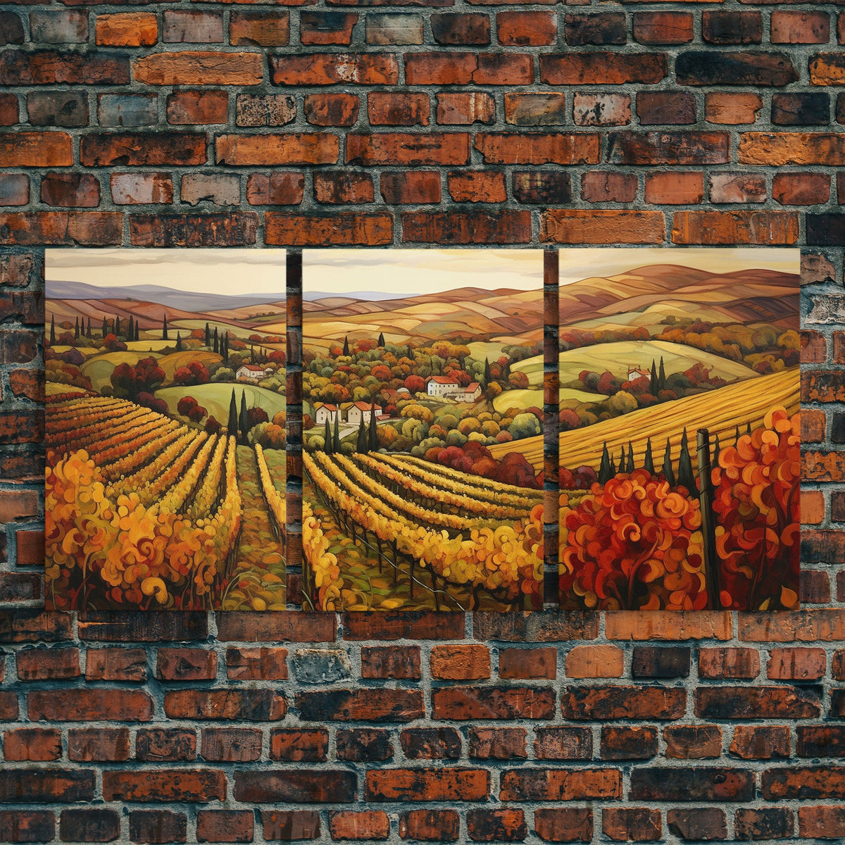 Italian Vineyard Framed Canvas Prints, 3 Piece Art