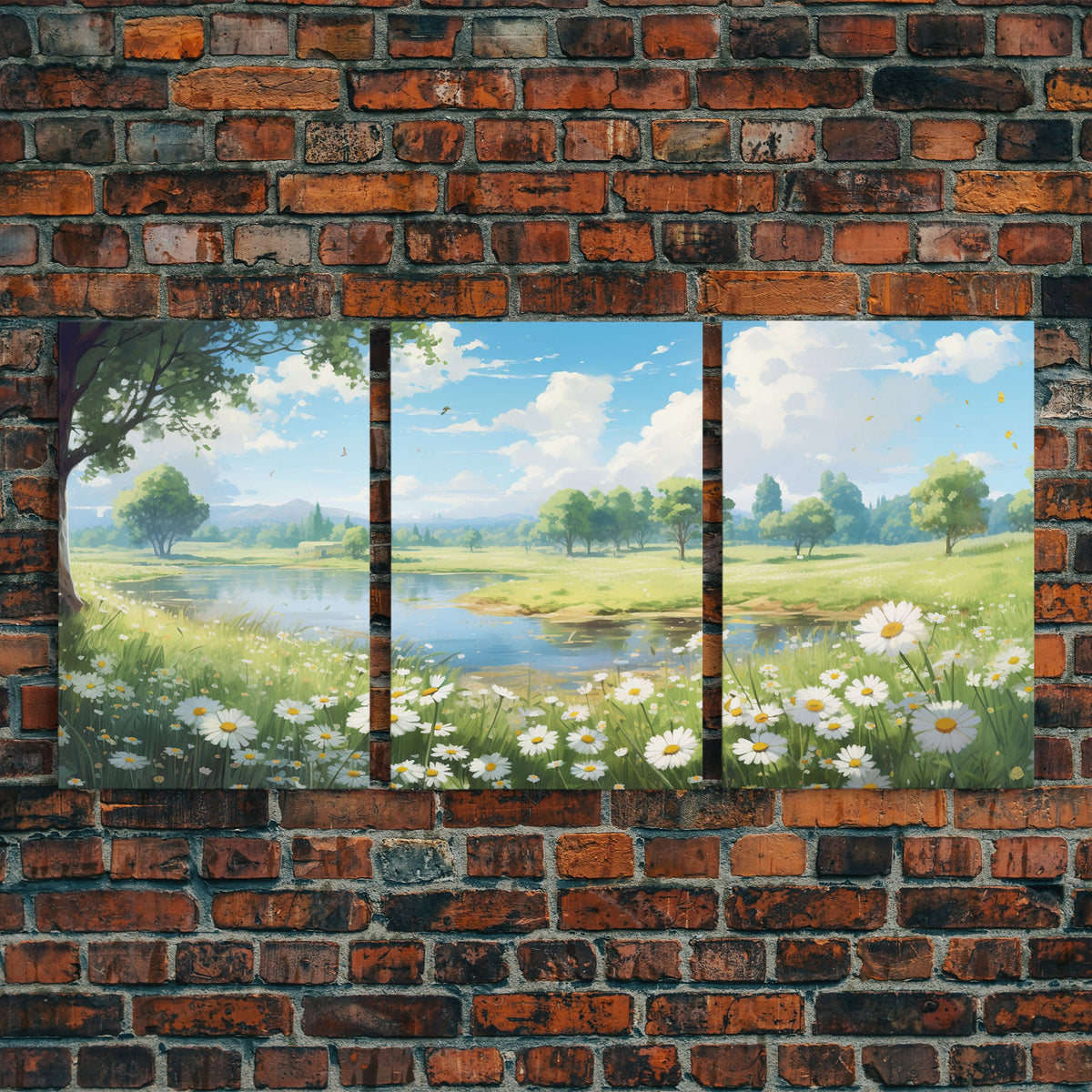 Wildflower Meadow, Canvas Print, 3 Piece Wall Art