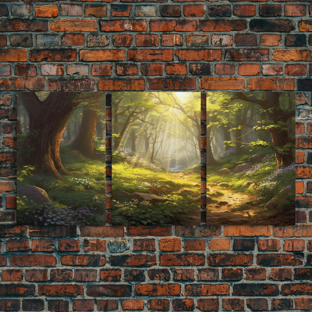 Forest Print Wall Art, Canvas Print, 3 Piece Wall Art