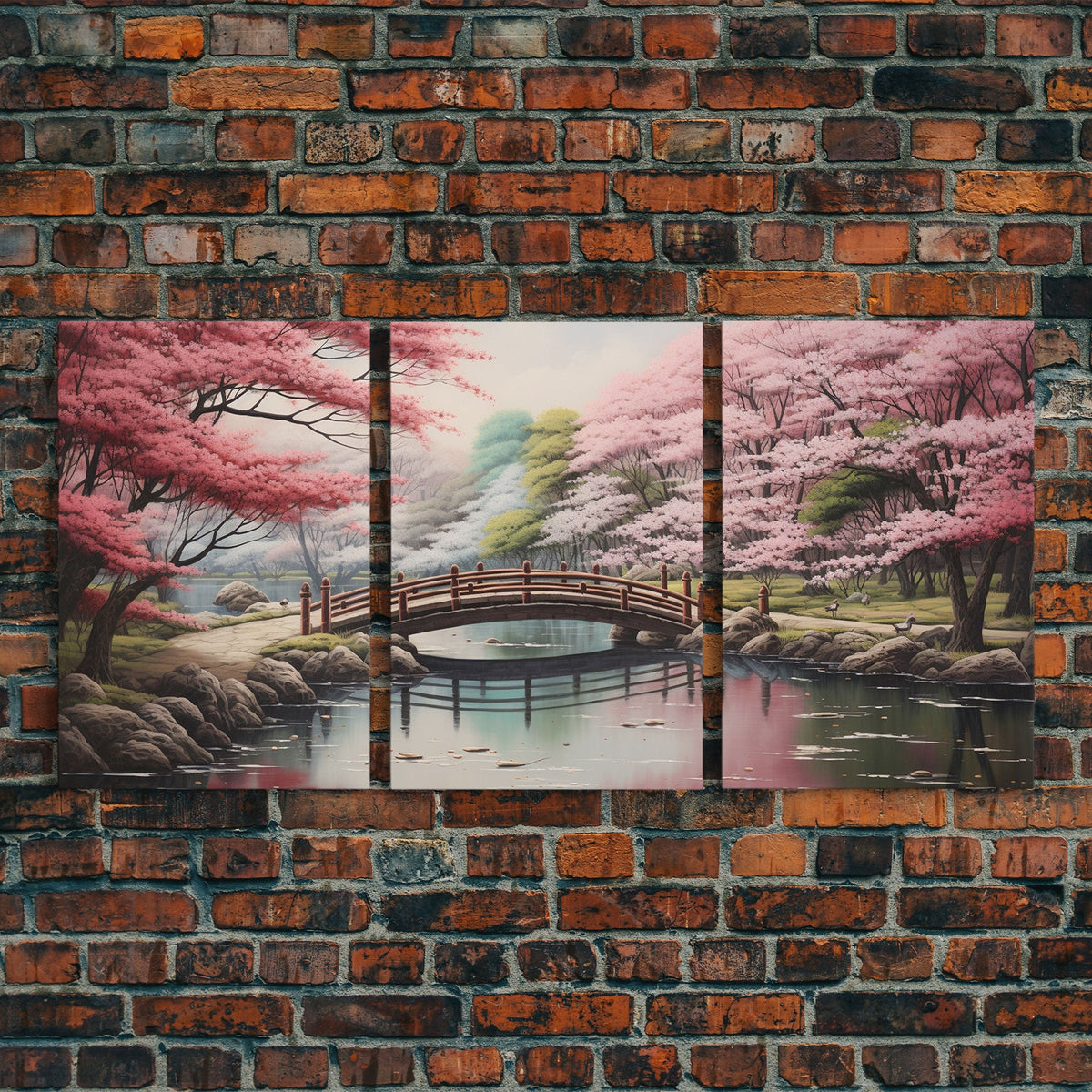 Japanese Print, Landscape Wall Art, Canvas Print, 3 Piece