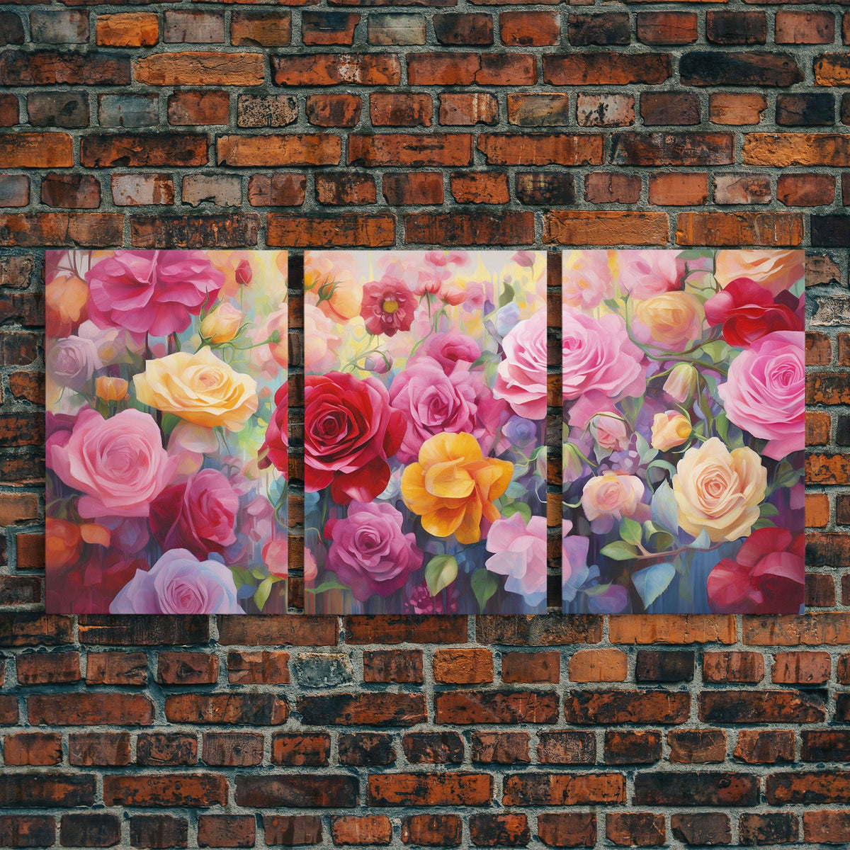 Roses Wall Art, Canvas Print, 3 Piece Wall Art