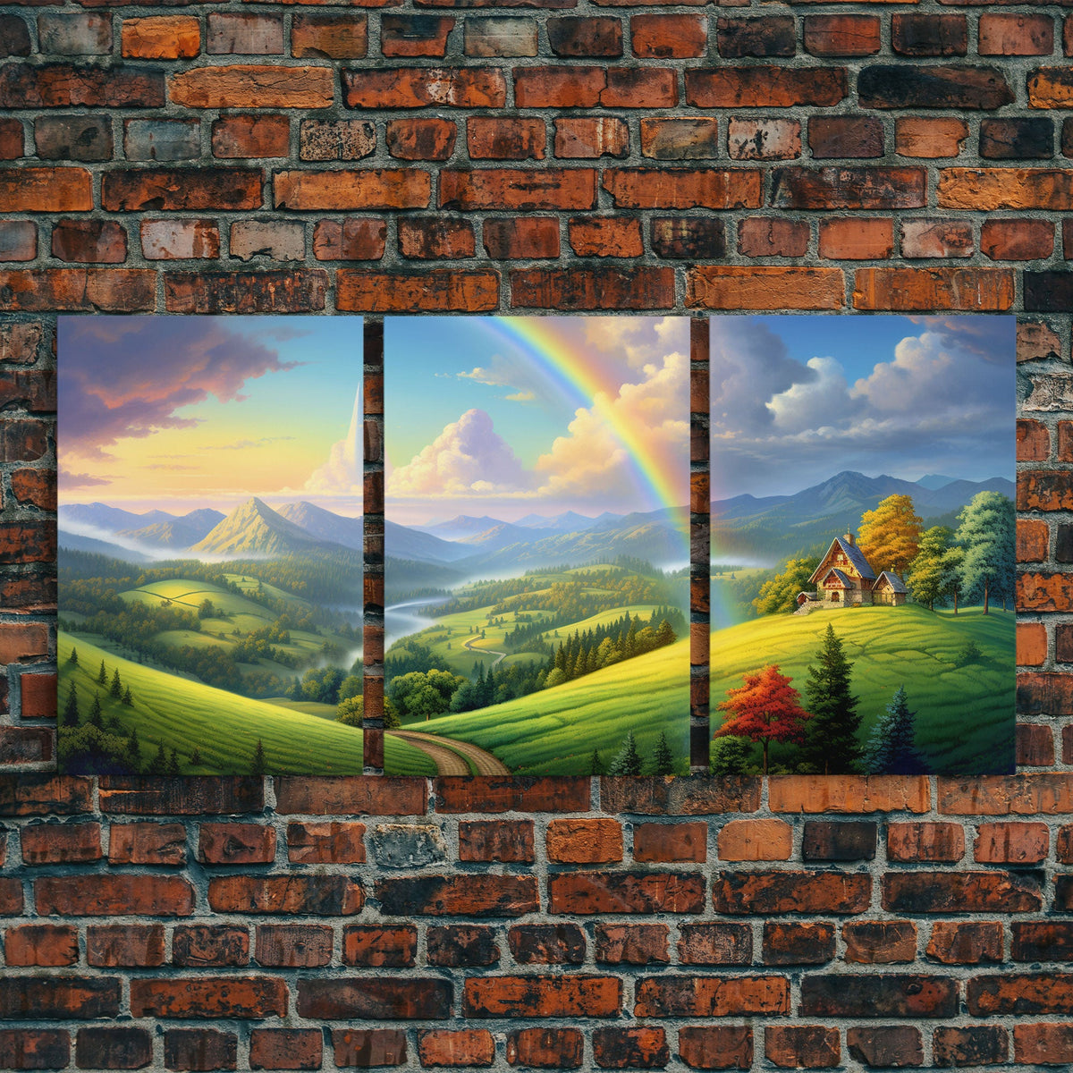 Rainbow Wall Art, Canvas Print, 3 Piece Wall Art