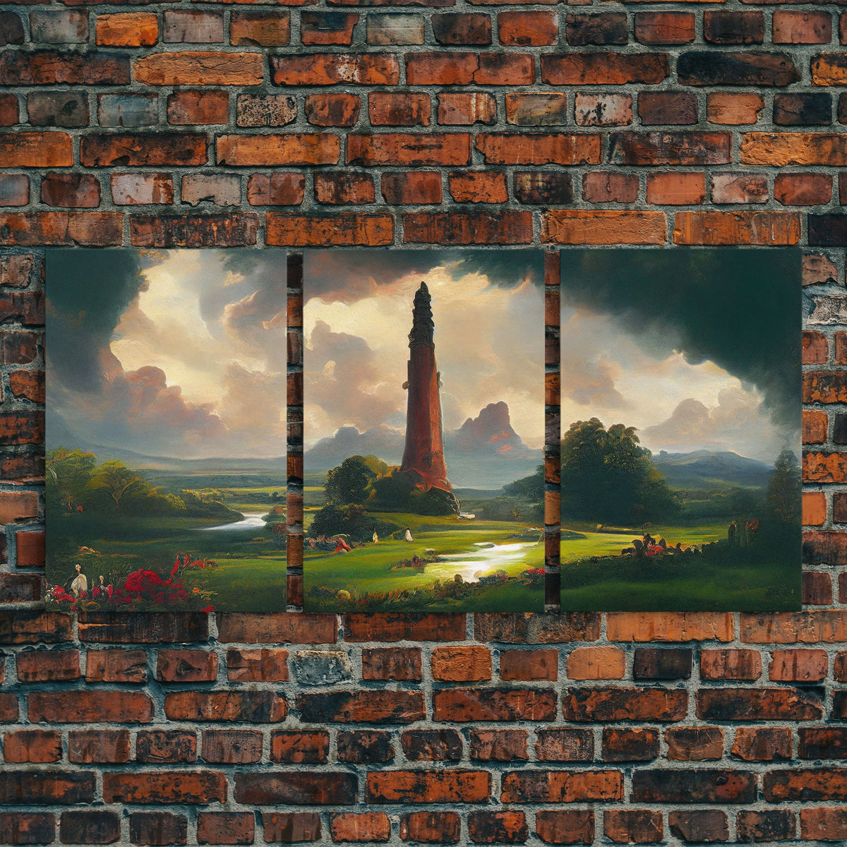 The Dark Tower, 3 Piece Panoramic Art, Ready To Hang Canvas Print