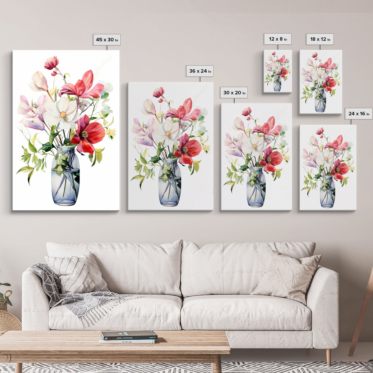 3 Piece Set, Cute Kawaii Floral Print, Wall Decor