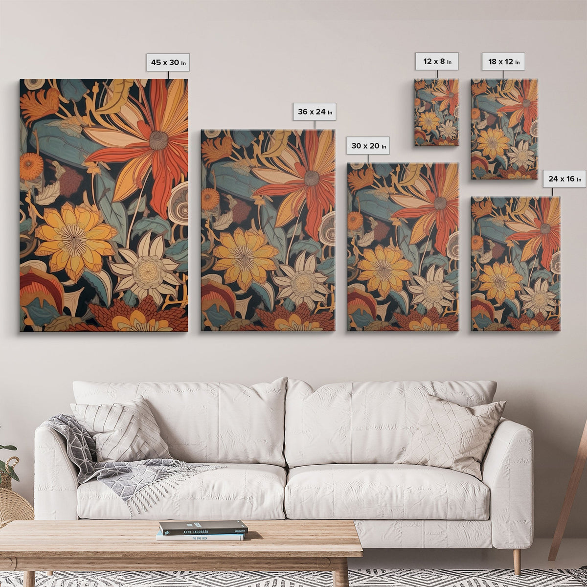 Midcentury Modern Framed Canvas Wall Art Set