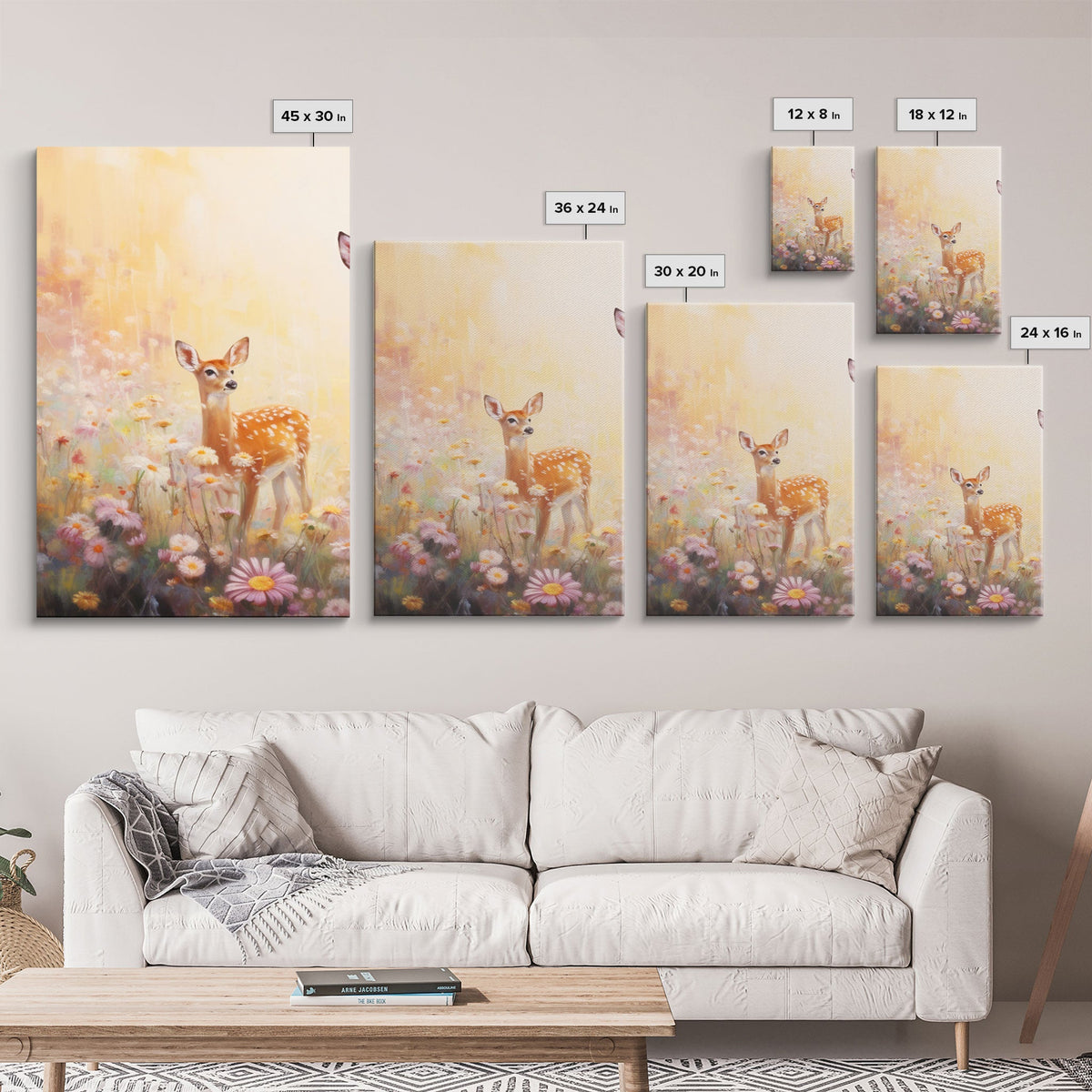 Deer Wall Art, Canvas Print, 3 Piece Wall Art
